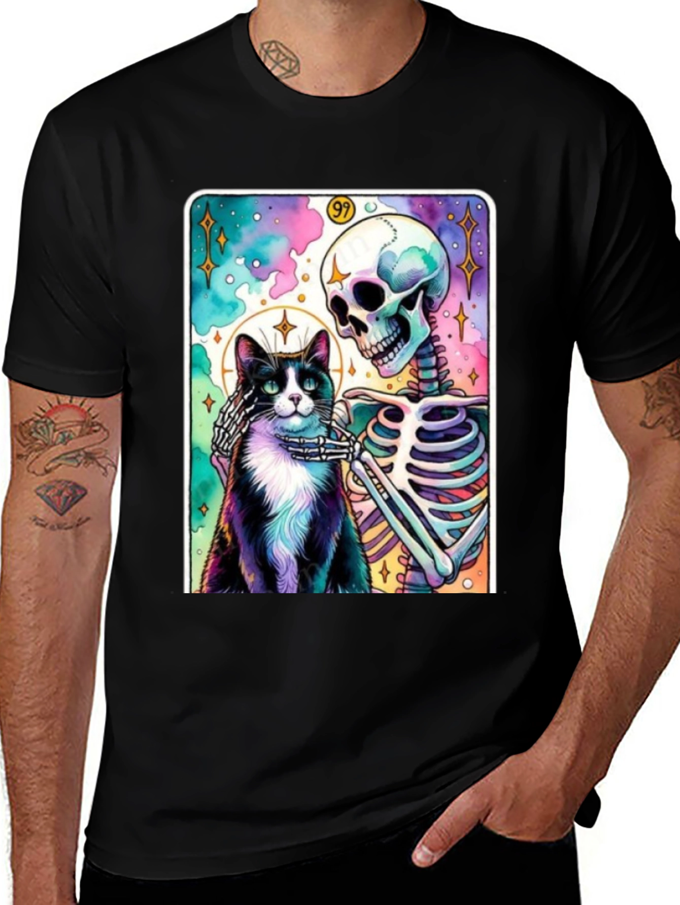 Variant 14 of Cat & Skeleton Graphic Tee