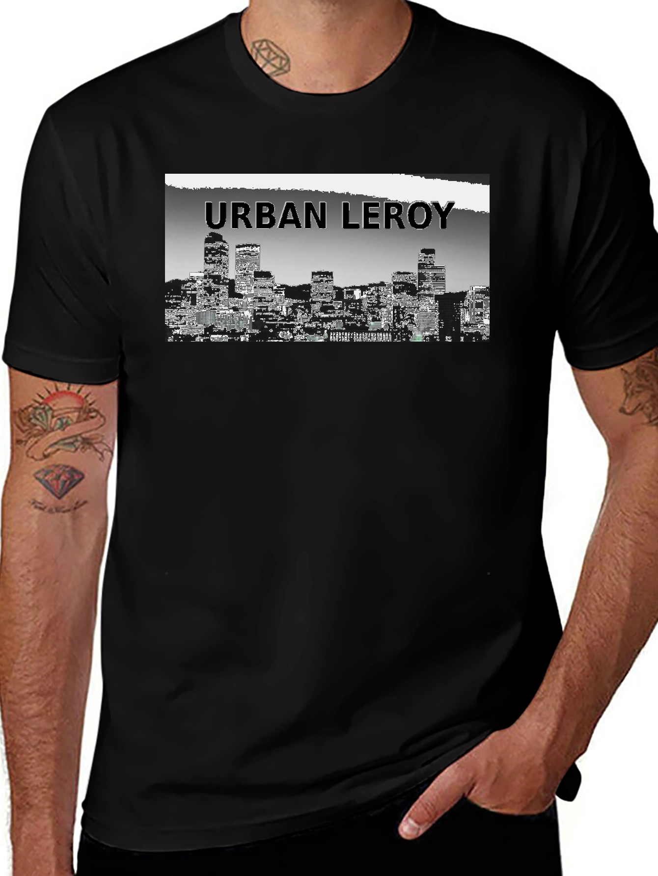 Variant 30 of Urban Leroy Cityscape Graphic Tee - Black