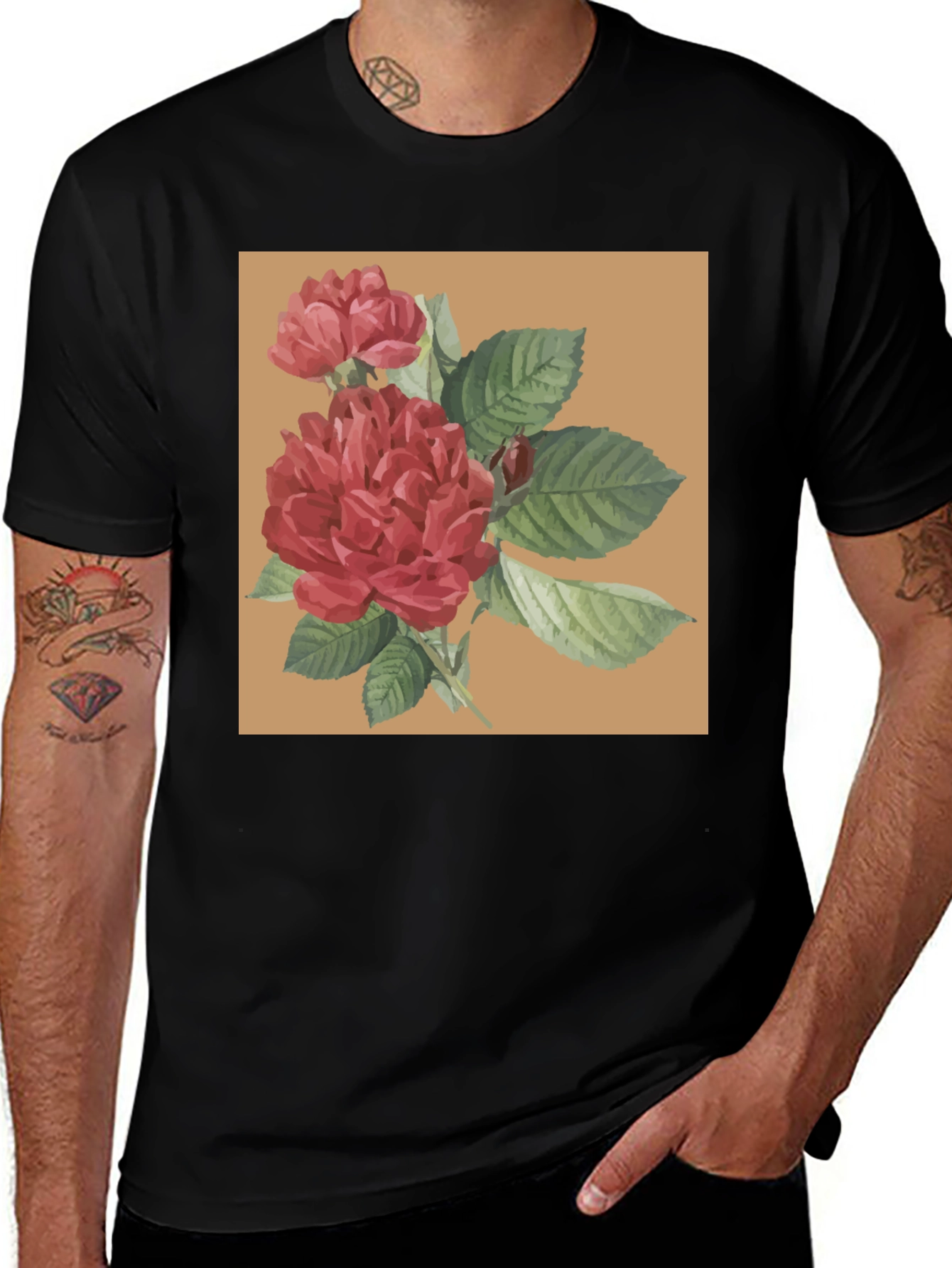 Variant 17 of Floral Print Black T-Shirt