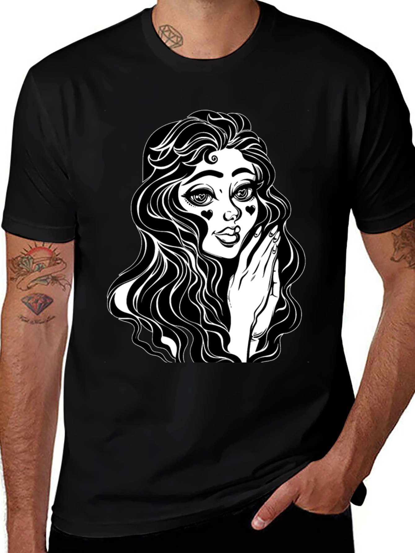 Variant 5 of Gothic Girl Graphic Tee - Black Cotton T-Shirt
