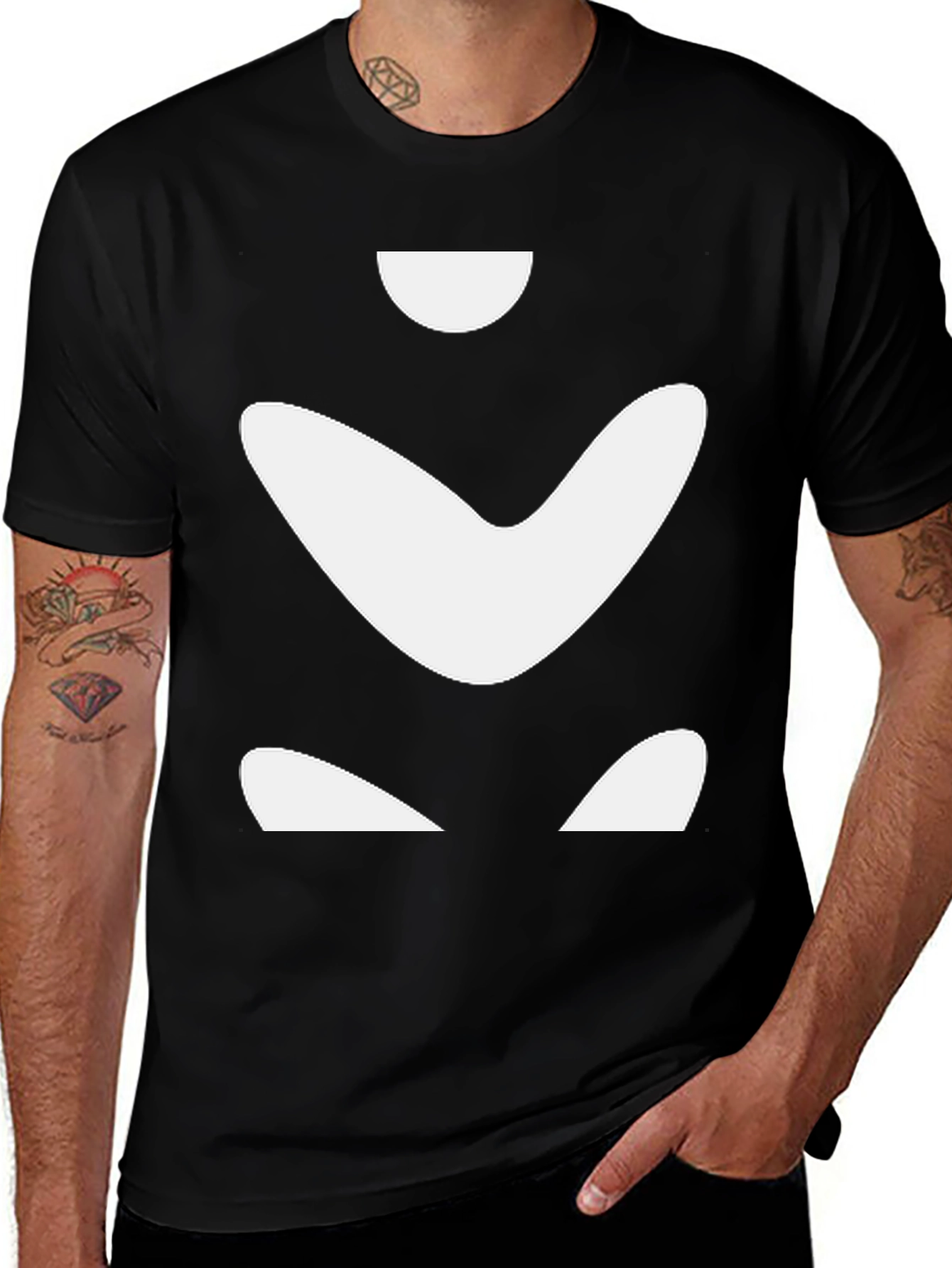 Variant 20 of Abstract White Shapes on Black Tee