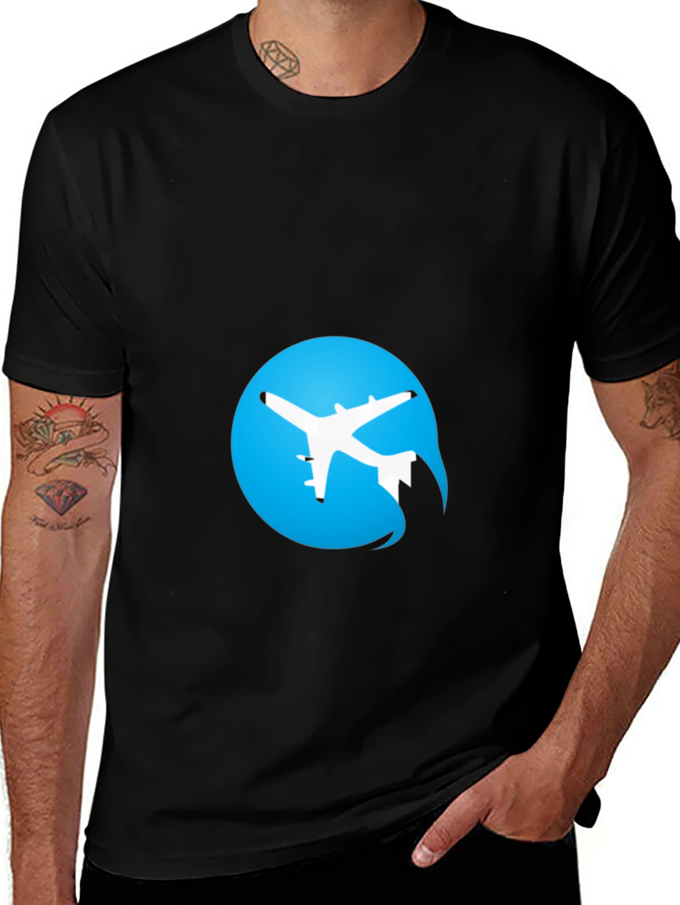 Variant 8 of Airplane Logo Black T-Shirt