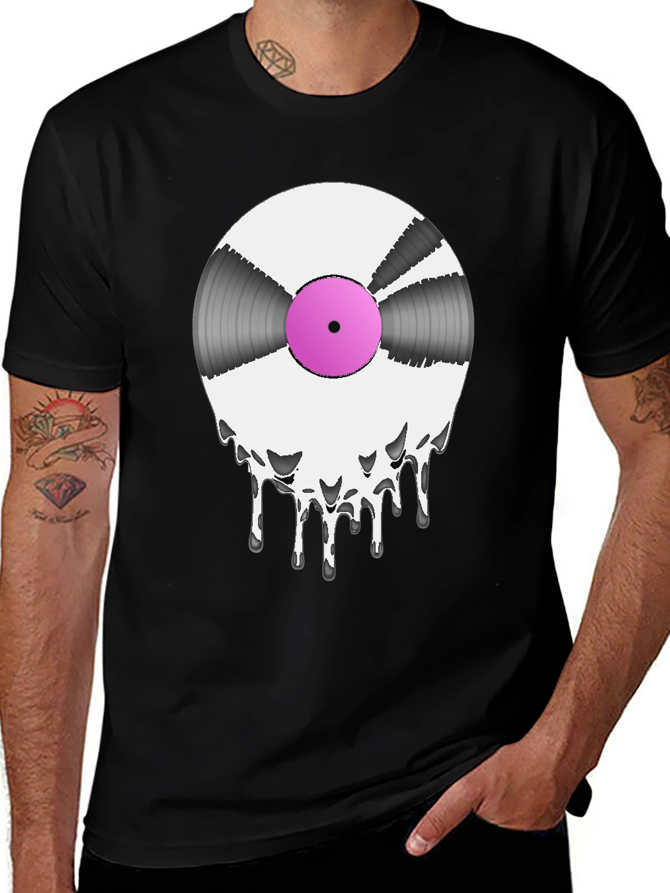 Variant 28 of Melting Vinyl Record Graphic Tee - Music Lover's T-Shirt