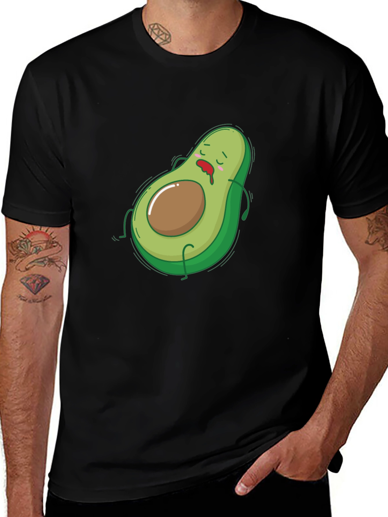 Variant 22 of Funny Avocado Graphic T-Shirt - Black Cotton Tee