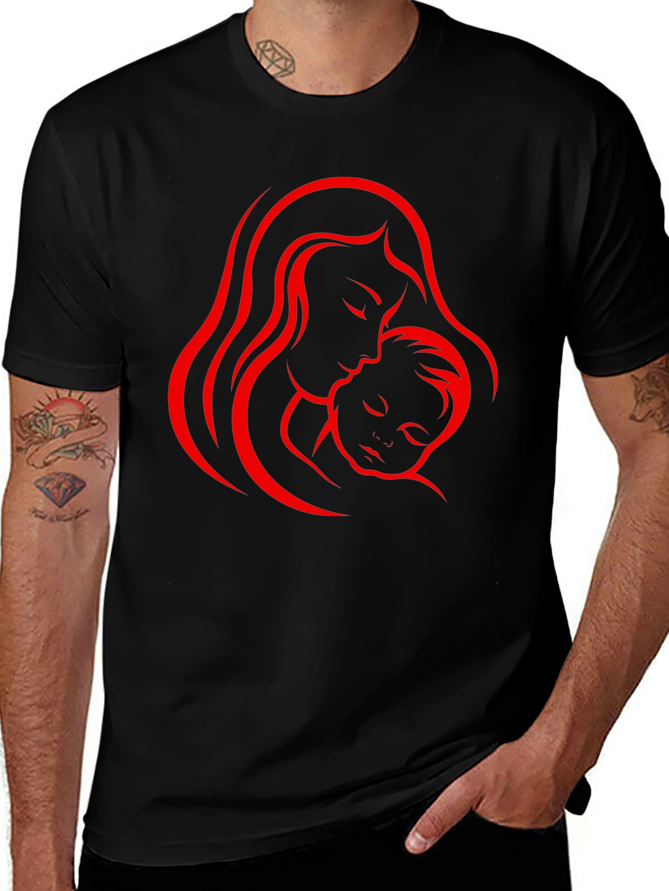 Variant 7 of Mother and Child Graphic Tee - Black