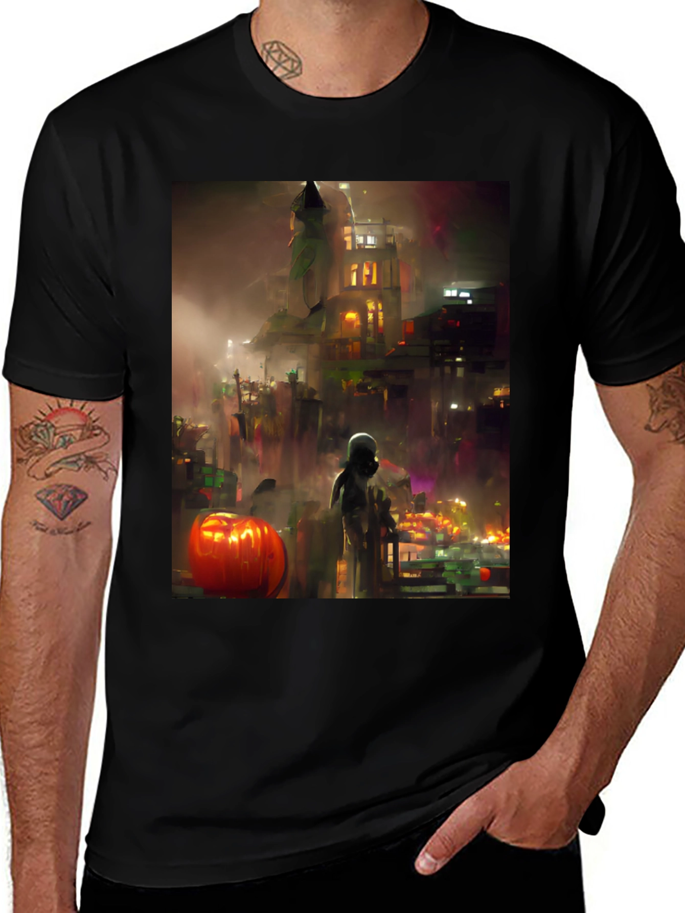 Variant 11 of Halloween Cityscape Graphic Tee