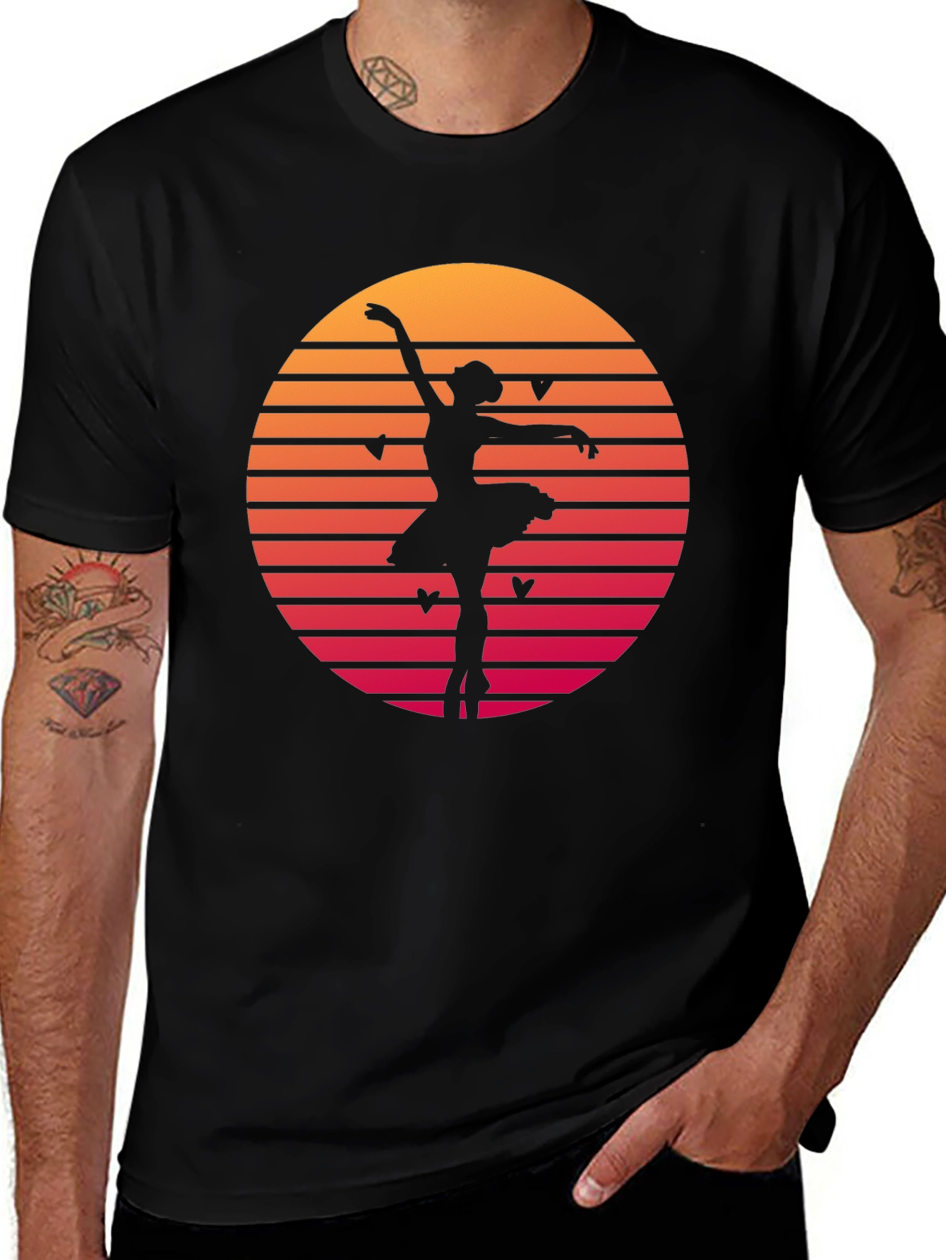 Variant 6 of Ballet Dancer Sunset Graphic Tee - Retro Dance Shirt