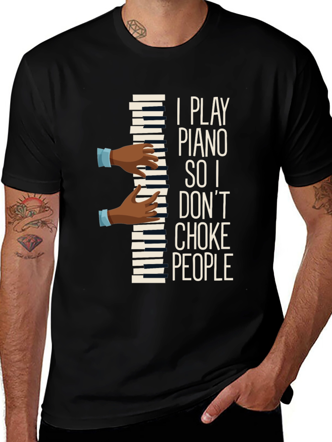 Variant 6 of Piano Player Graphic Tee - Musical Humor T-Shirt