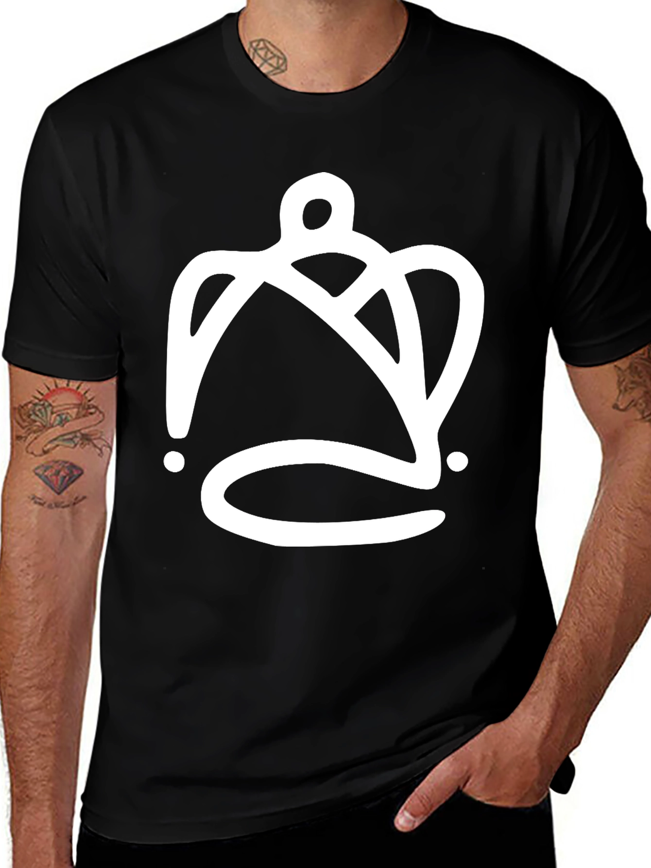 Variant 12 of Unique Graphic Tee - Abstract Crown Design, Black