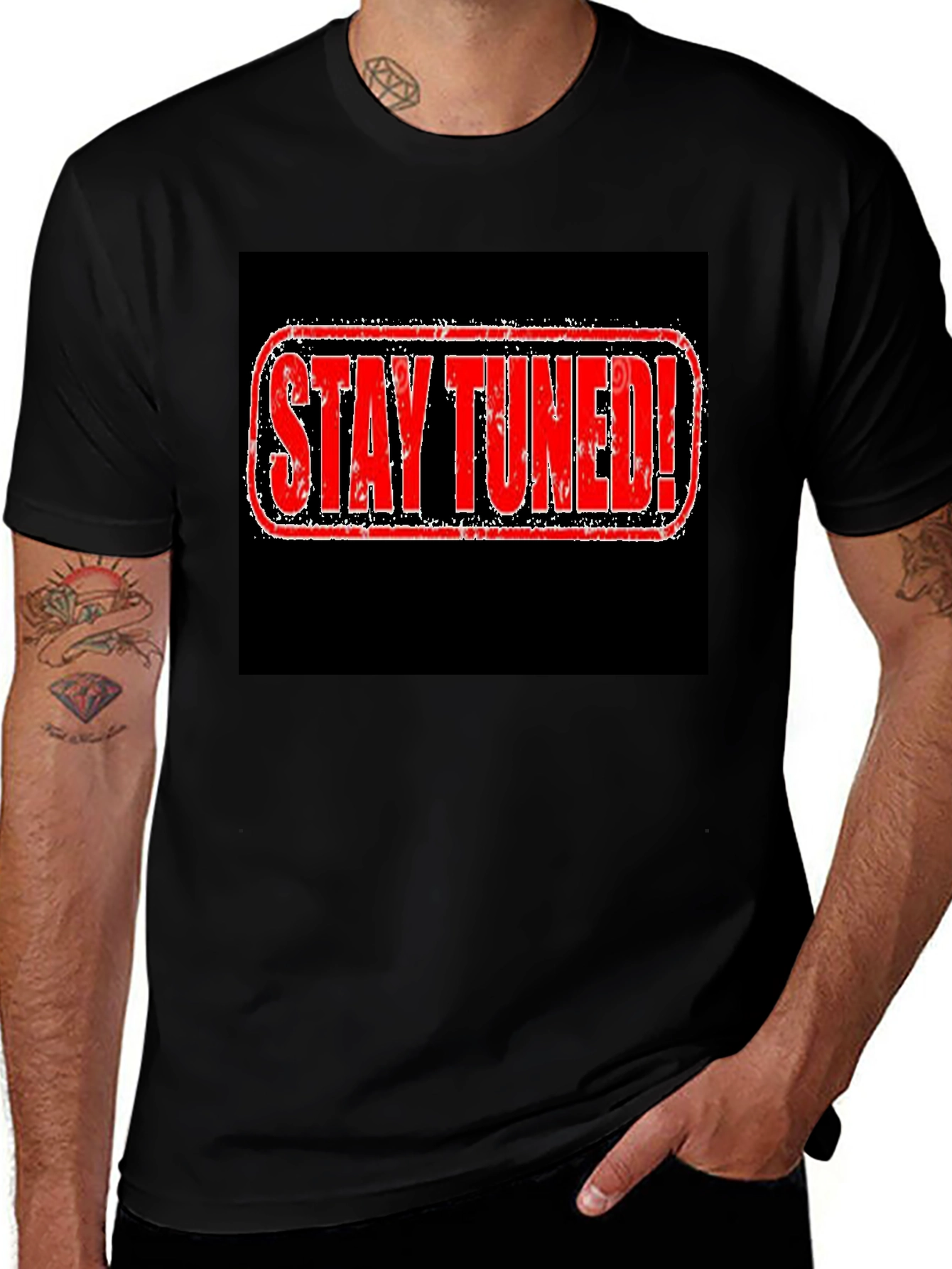 Variant 8 of Stay Tuned Black T-Shirt - Graphic Print