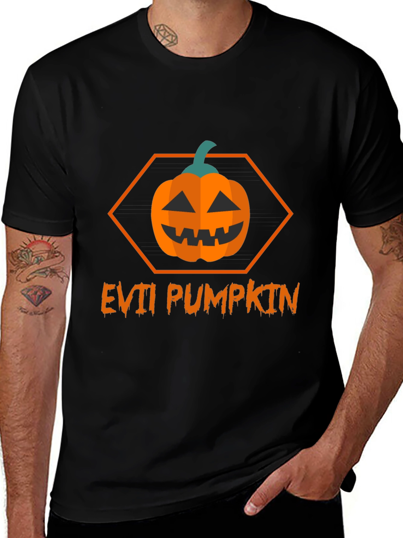 Evil Pumpkin Halloween Graphic T-Shirt