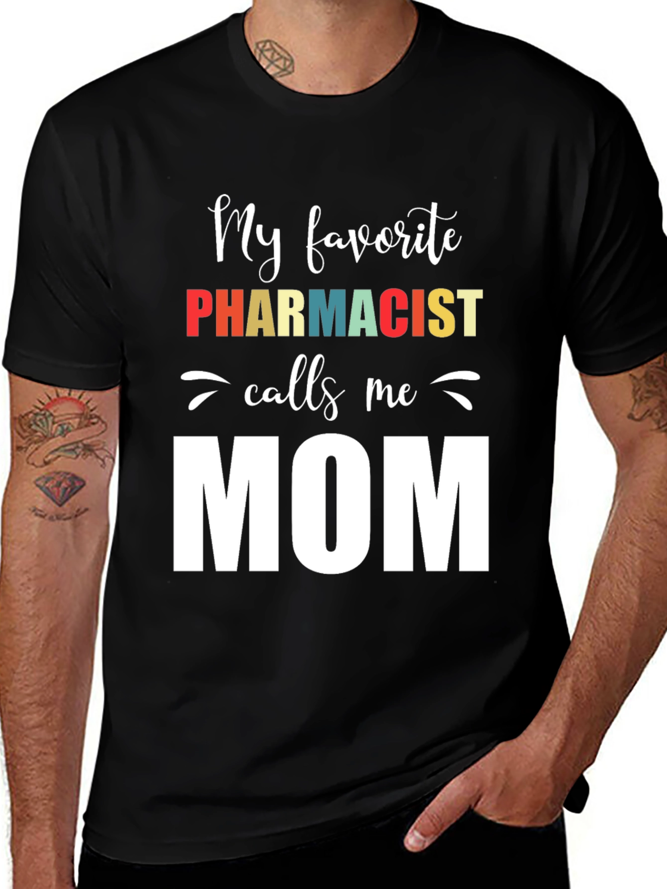 Variant 12 of Pharmacist Mom Graphic T-Shirt - Black