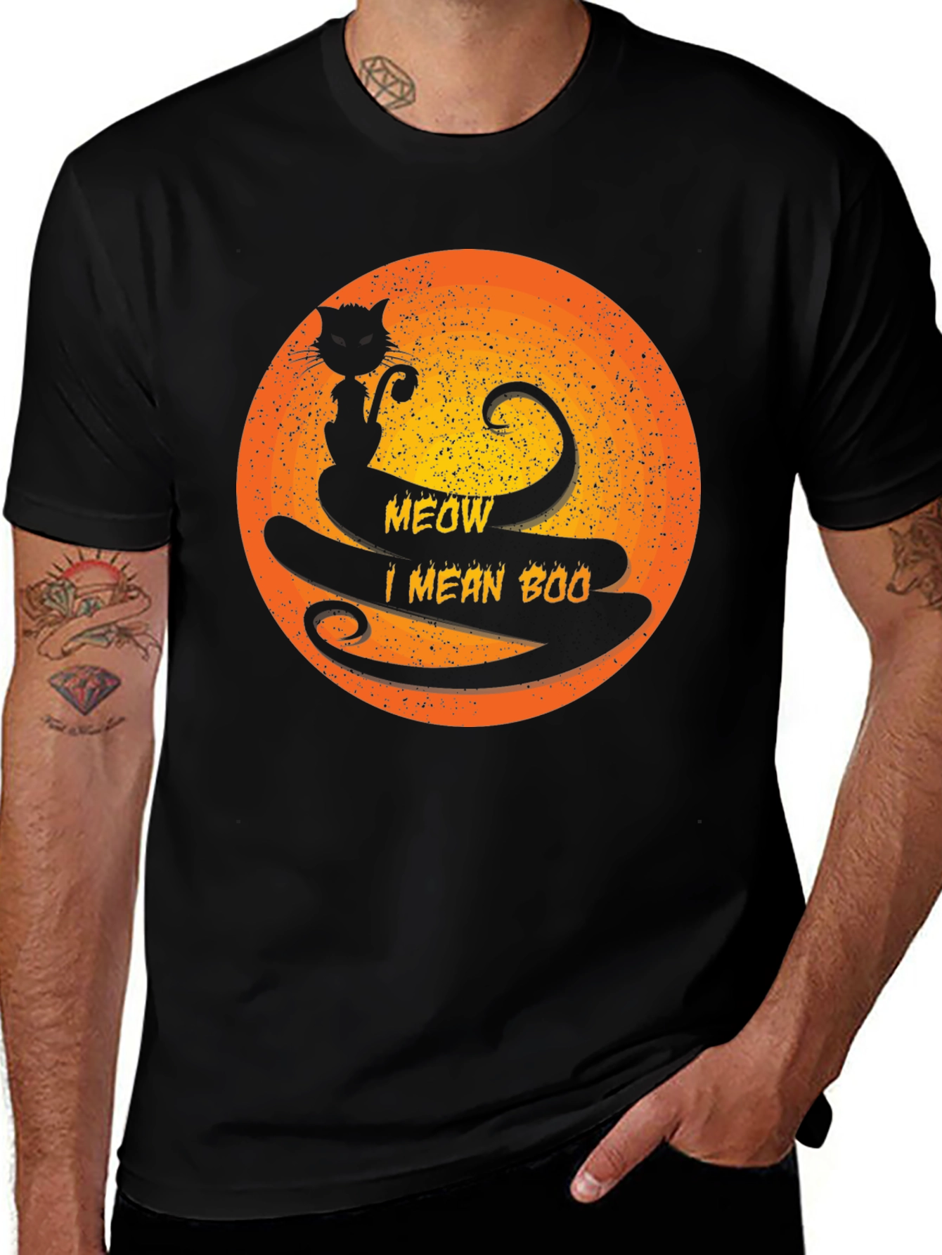 Variant 17 of Halloween Black Cat Meow I Mean Boo T-Shirt