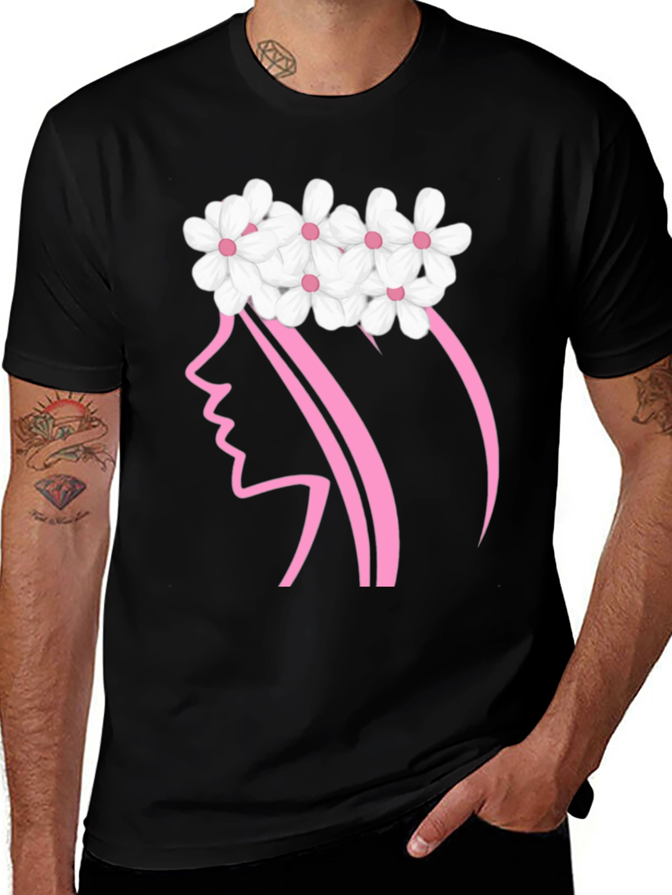 Variant 27 of Floral Crown Woman Graphic Black T-Shirt