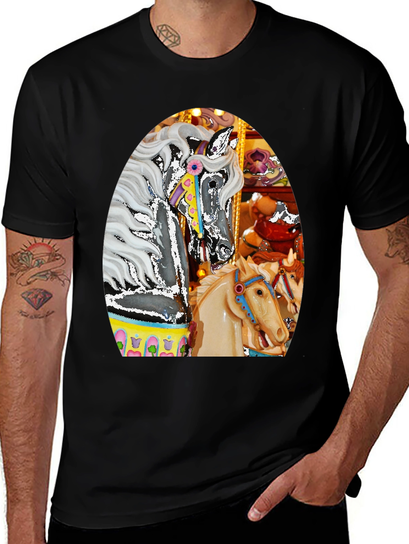 Variant 20 of Carousel Horse Graphic Tee - Fun Fair T-Shirt