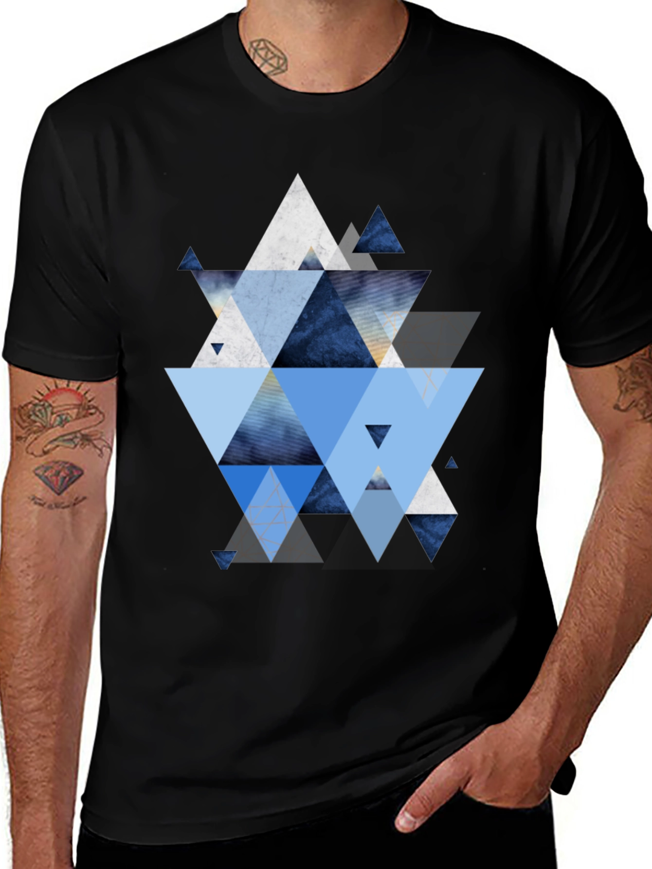 Variant 29 of Geometric Triangle Print Crew Neck T-Shirt