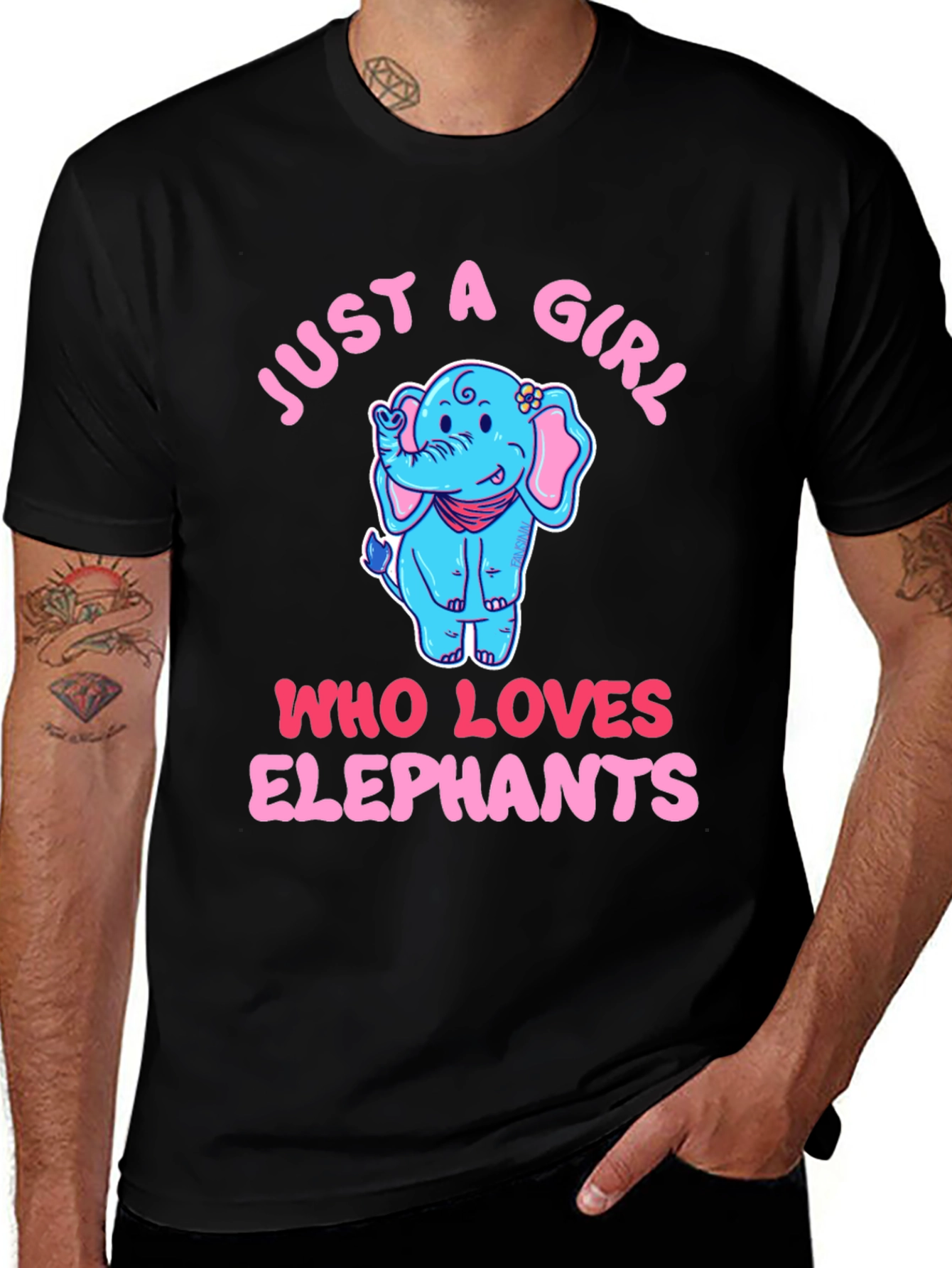Variant 30 of Just A Girl Who Loves Elephants Black T-Shirt
