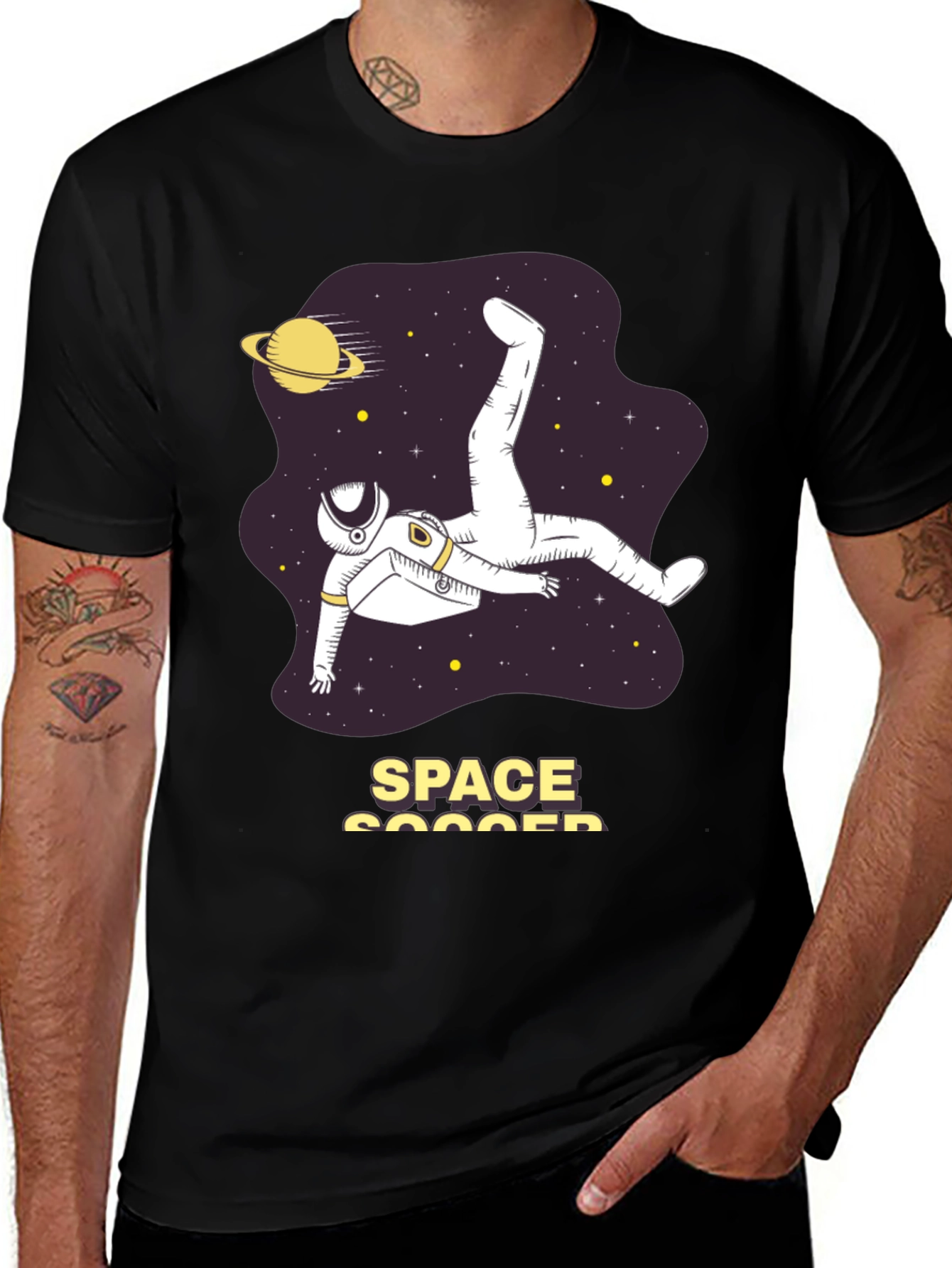 Variant 2 of Space Soccer Graphic T-Shirt - Trendy Astronaut Design