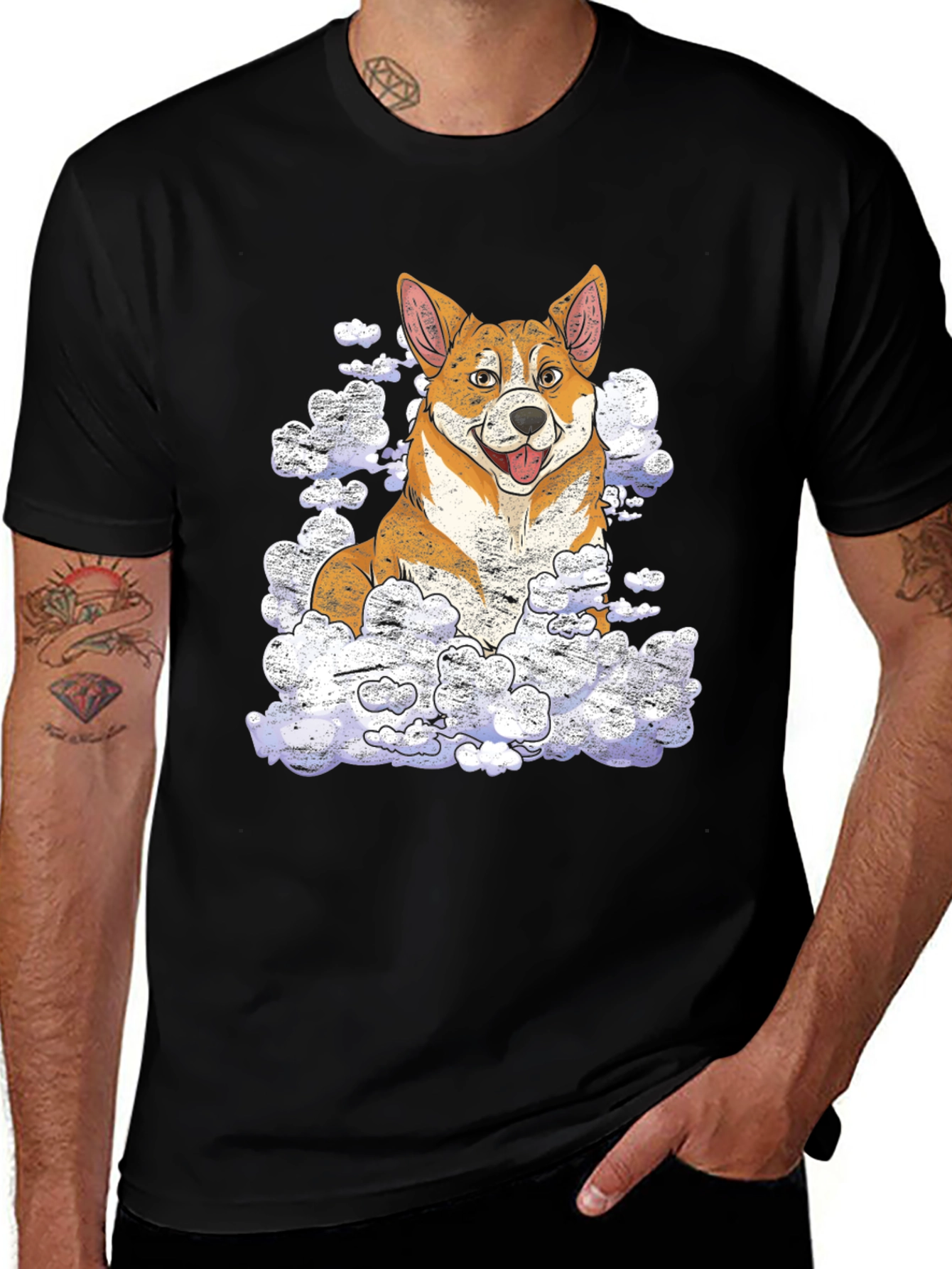 Corgi in Clouds Graphic T-Shirt