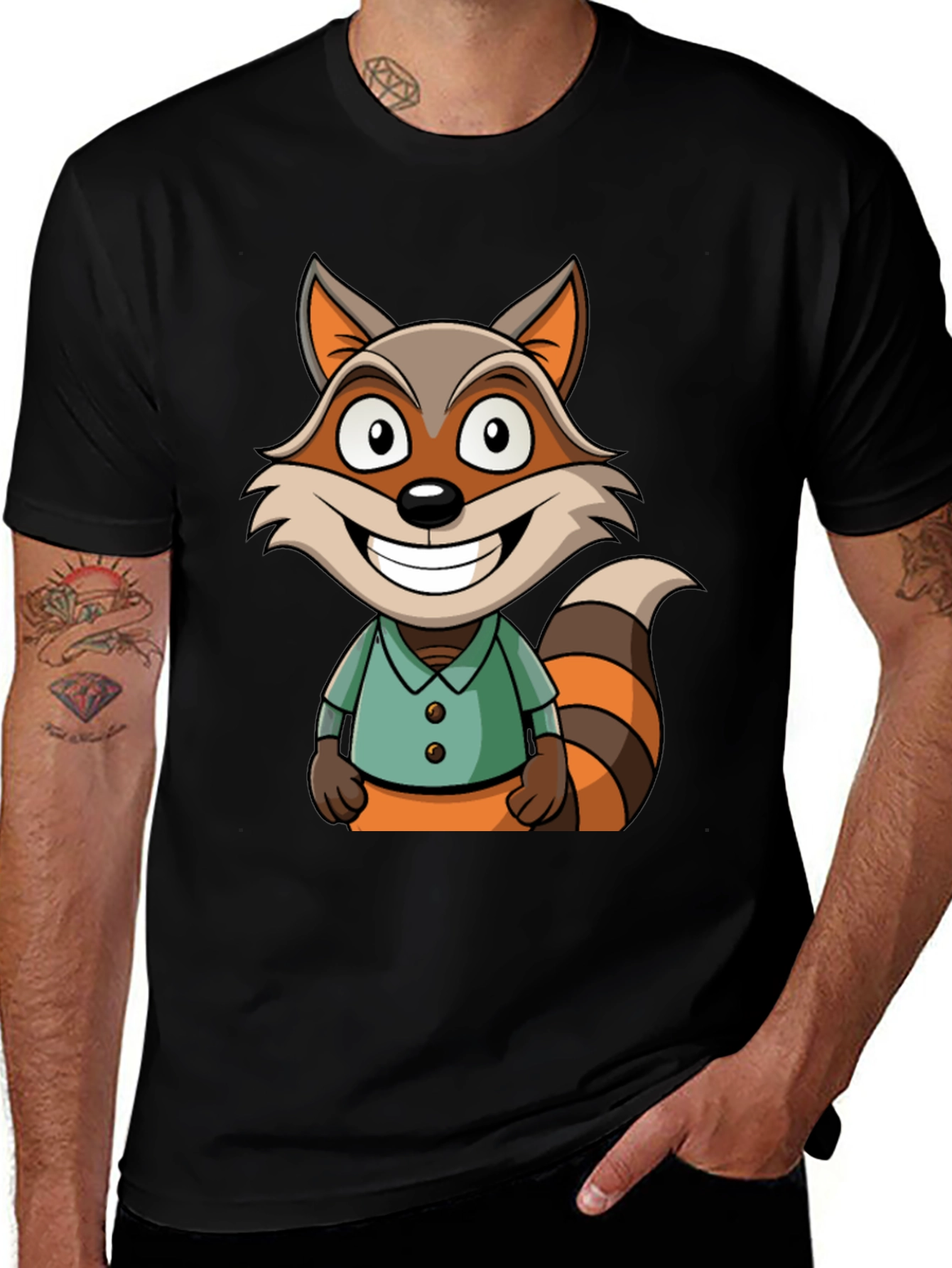 Variant 14 of Cartoon Raccoon Graphic Tee - Fun Novelty T-Shirt