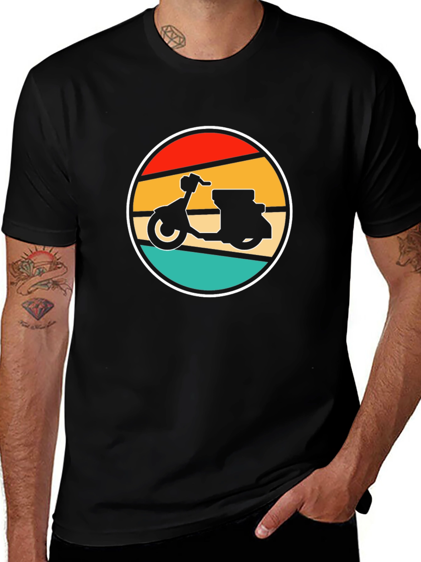 Variant 24 of Retro Scooter Graphic Tee - Black Cotton T-Shirt