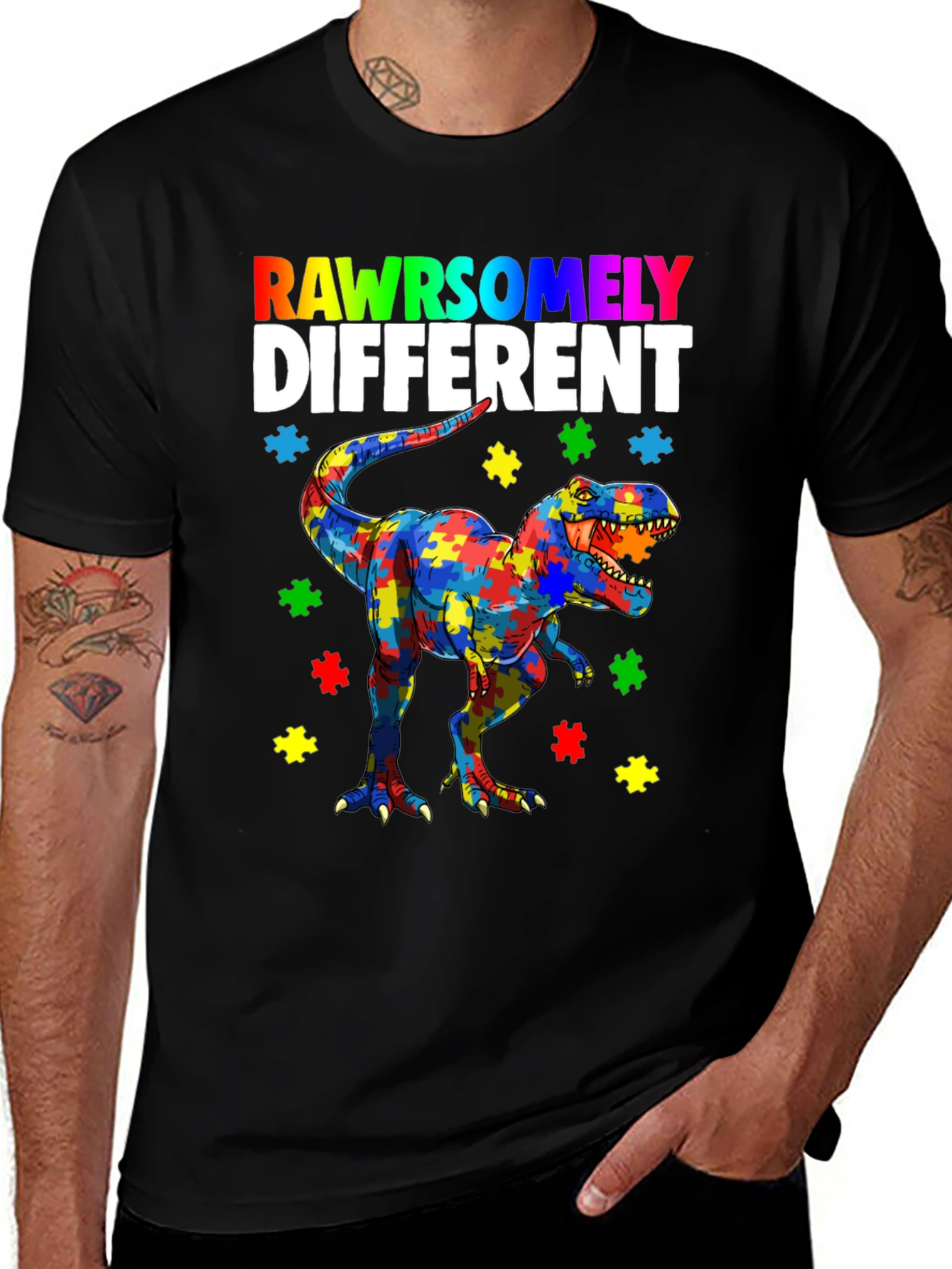 Variant 11 of RAWRSOMELY DIFFERENT Autism Dinosaur T-Shirt