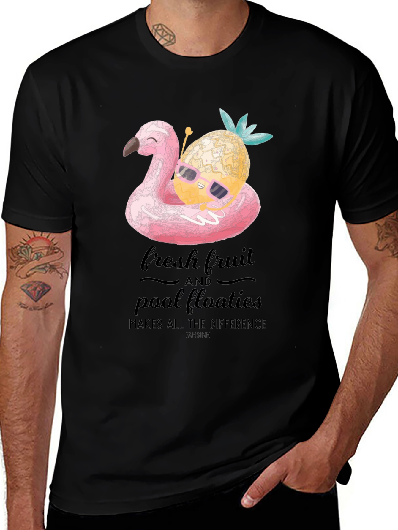 Fun Flamingo & Pineapple Graphic T-Shirt