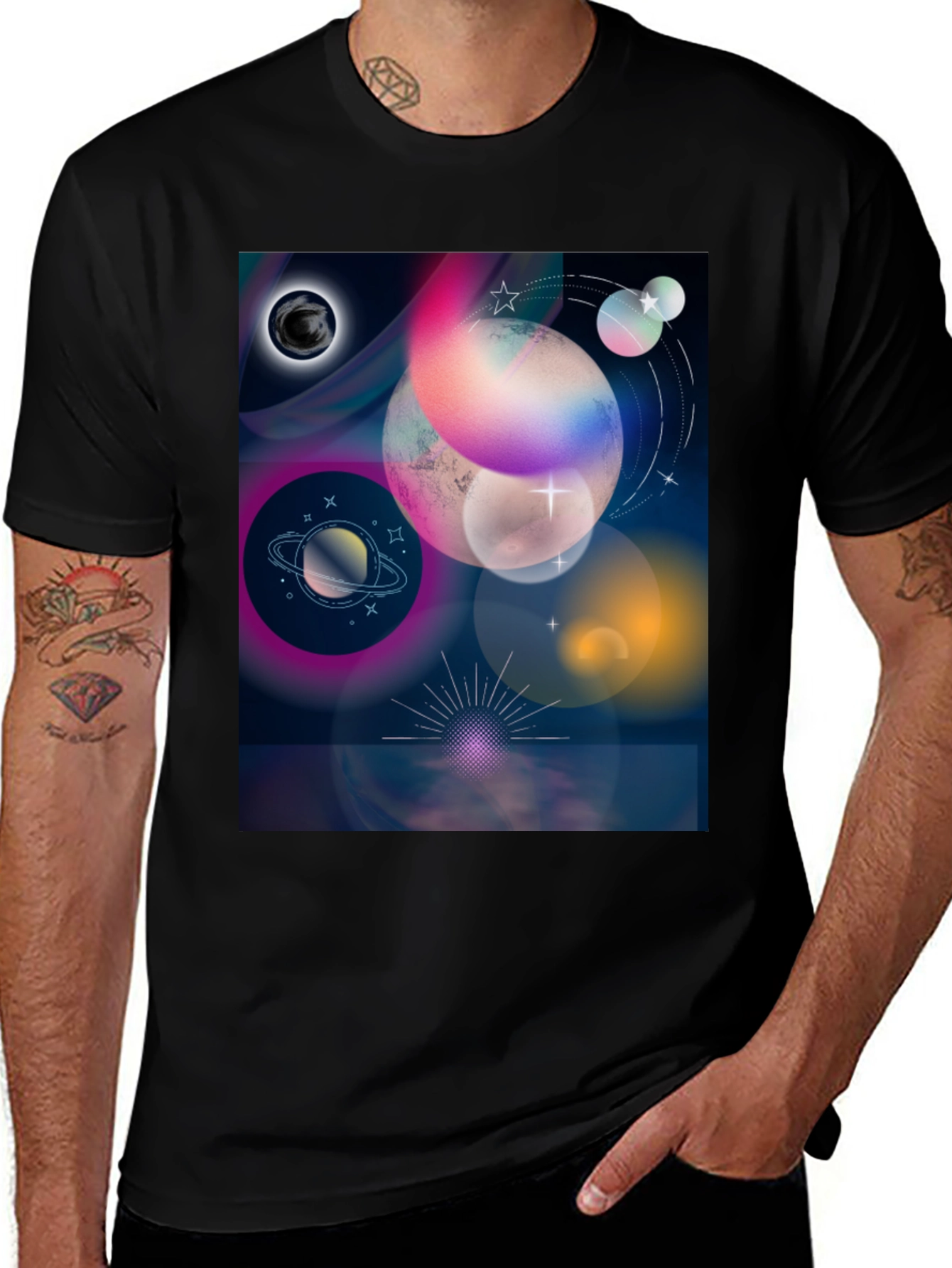 Variant 16 of Cosmic Planets Graphic Tee - Galaxy Dream Shirt