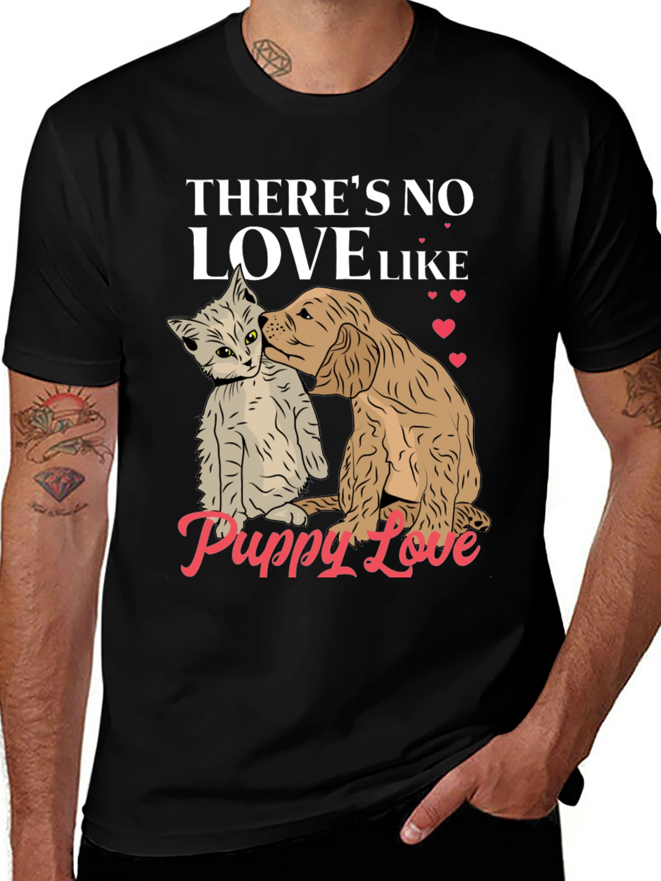 Variant 5 of Puppy Love T-Shirt, Cute Dog & Cat Tee