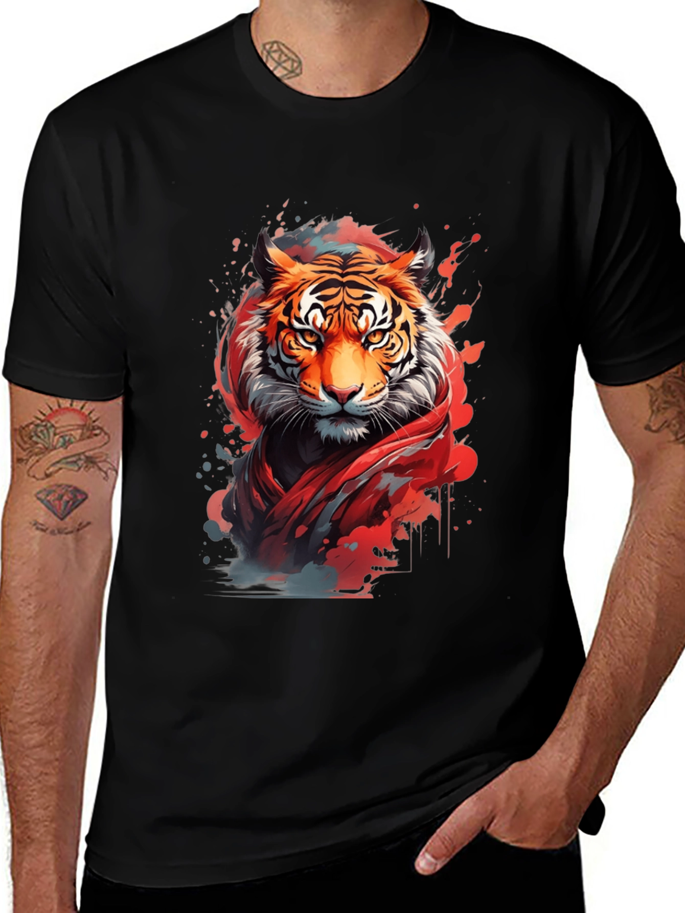 Variant 17 of Tiger Graphic Black T-Shirt