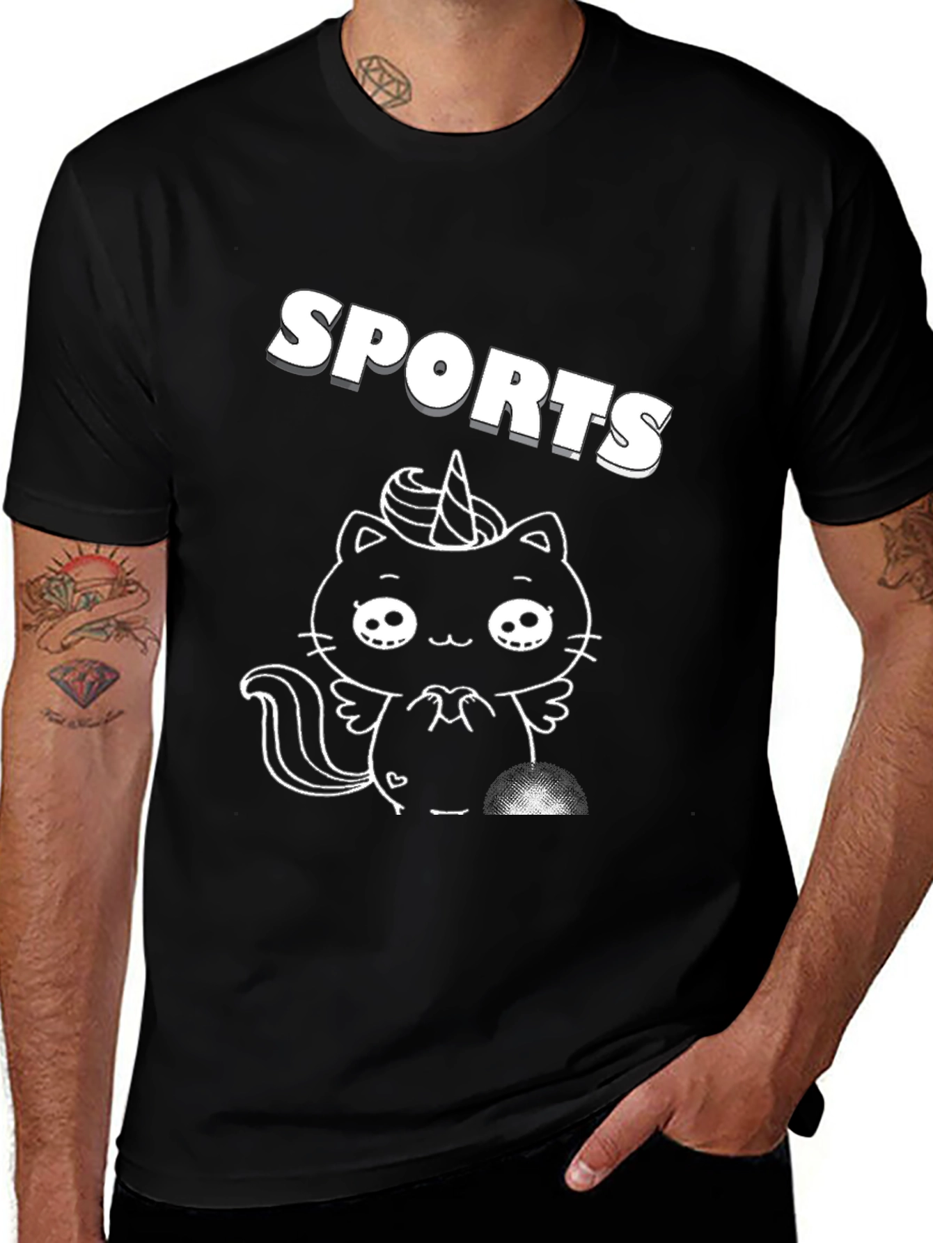 Variant 24 of Unicorn Cat Sports Black Graphic Tee