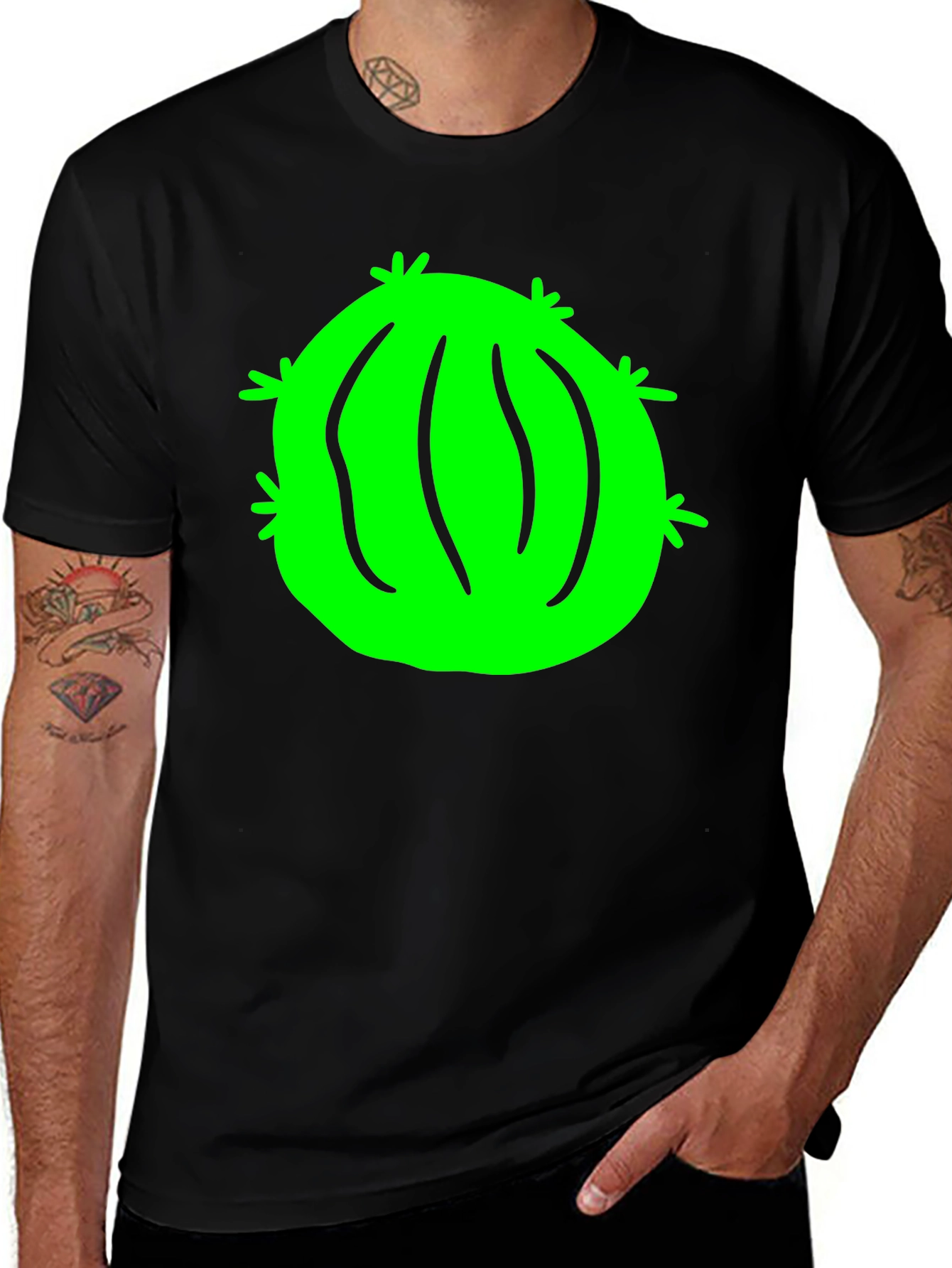 Variant 8 of Funny Cactus Graphic T-Shirt - Black