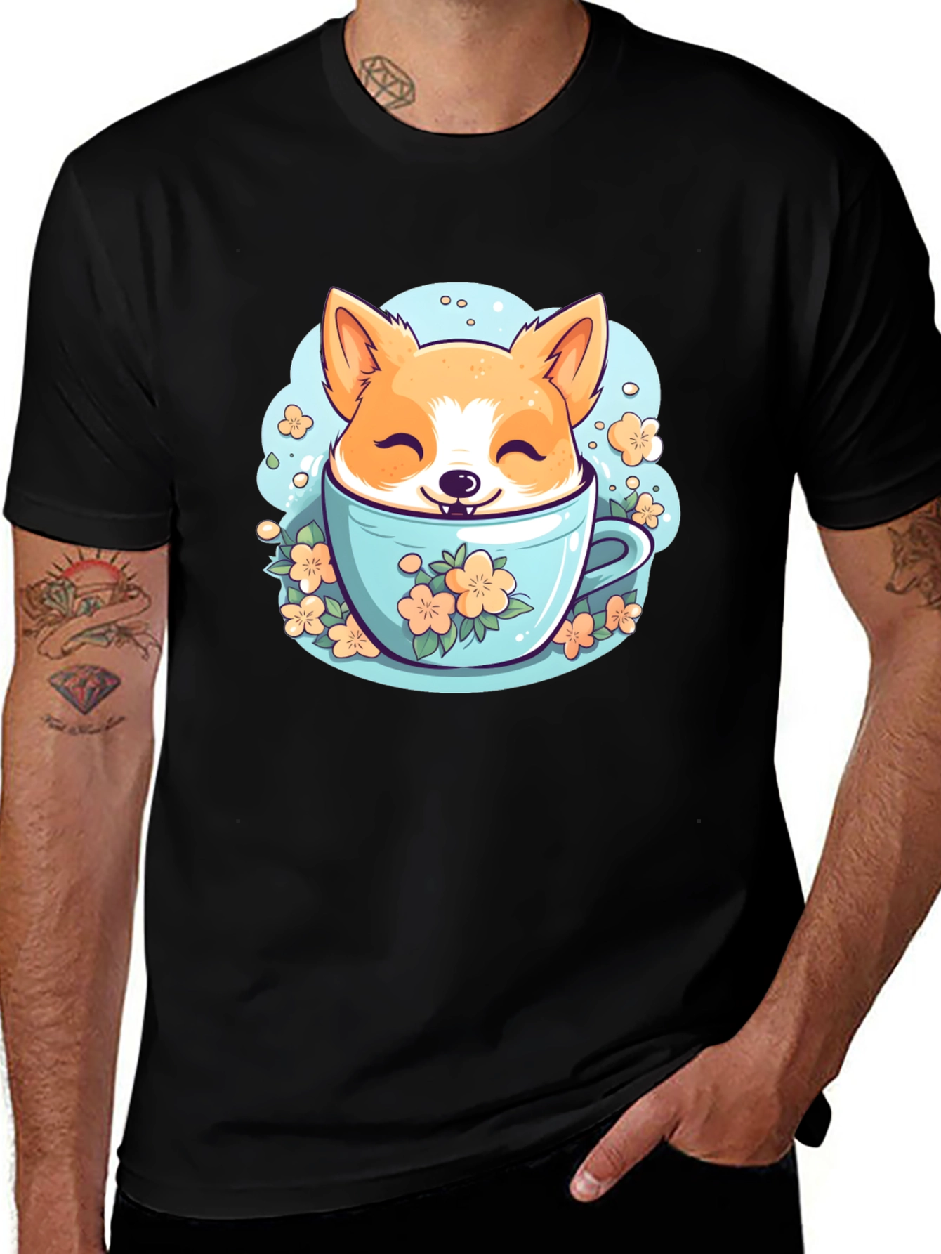 Variant 14 of Corgi in Teacup Graphic Tee - Adorable & Unique!