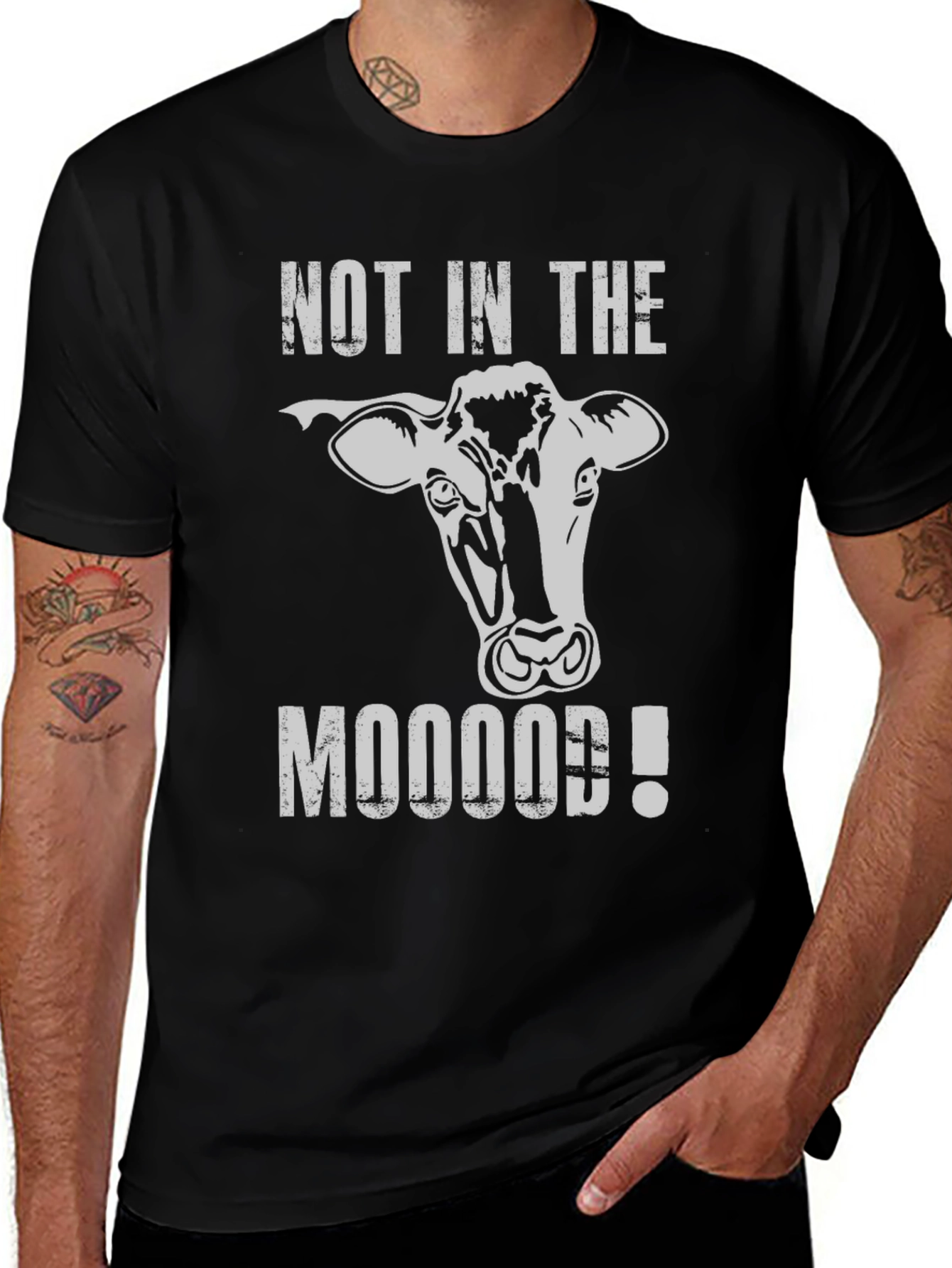 Variant 7 of Not in the Mooood! Cow Graphic T-Shirt