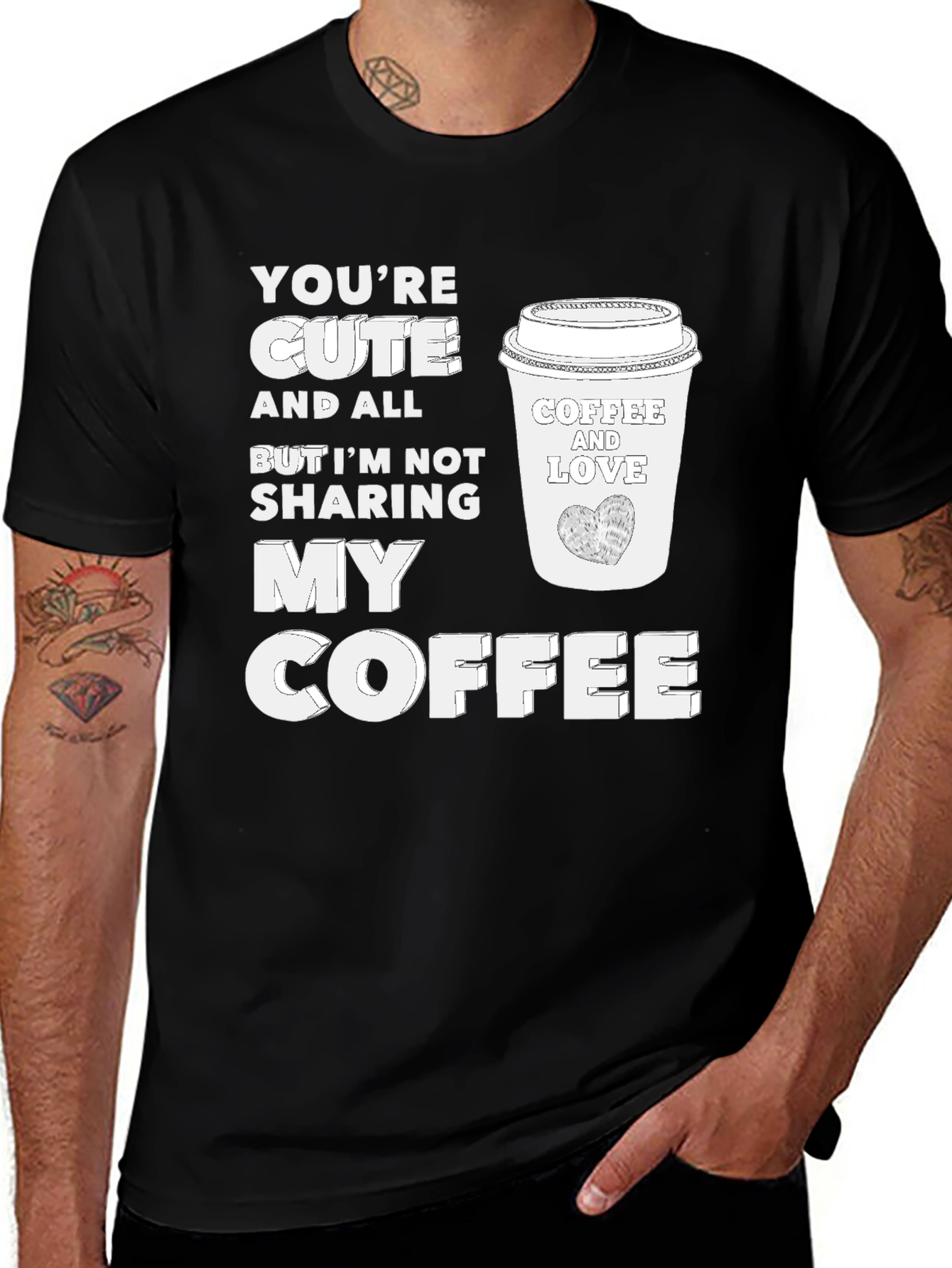 Variant 10 of Cute But No Coffee Sharing Black Tee