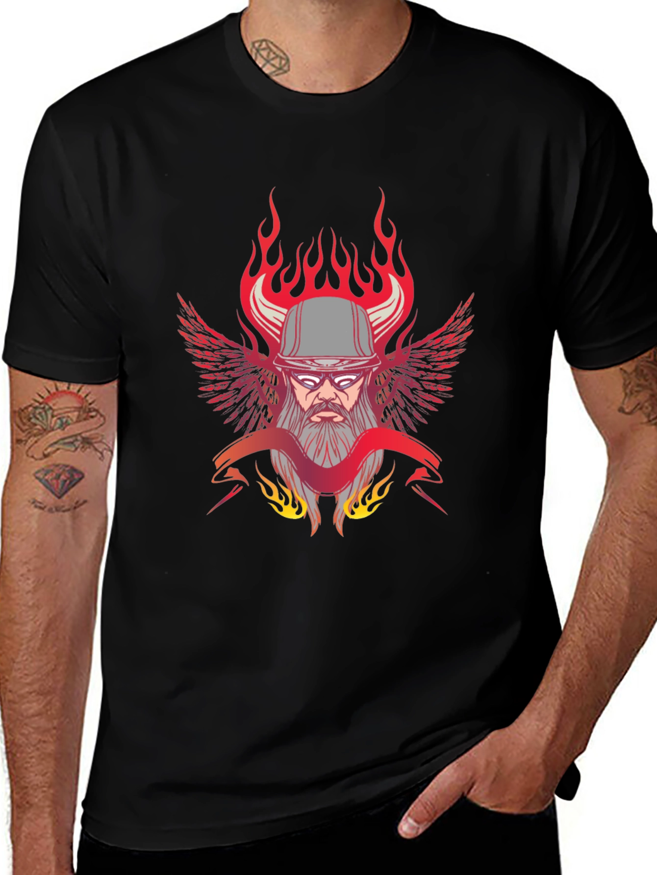 Variant 8 of Flaming Biker Graphic T-Shirt