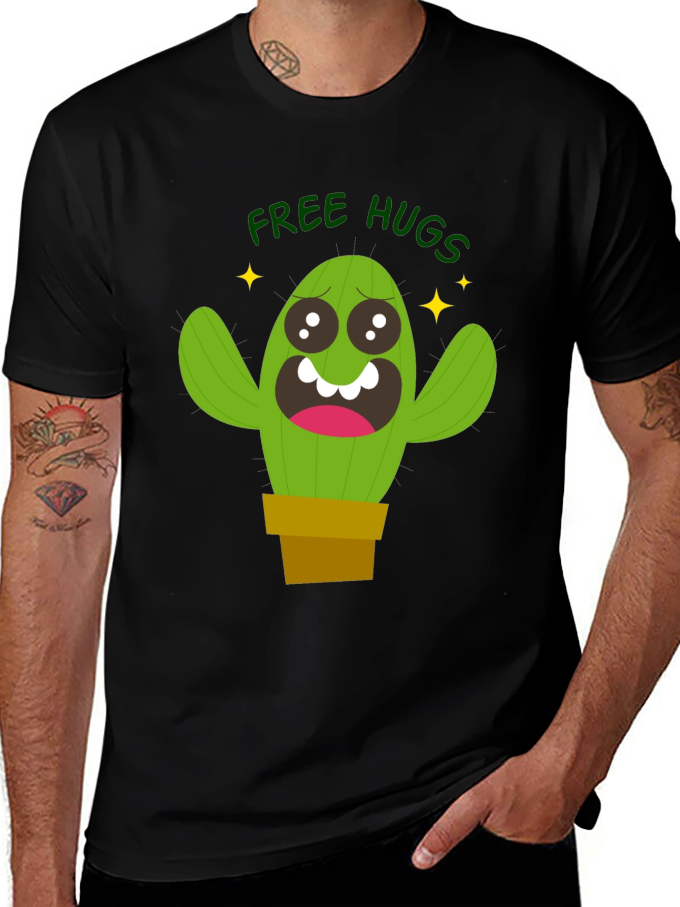 Variant 7 of Free Hugs Cactus T-Shirt - Fun Graphic Tee
