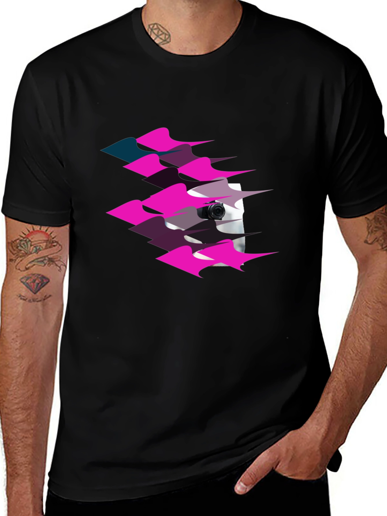 Variant 8 of Abstract Graphic Print Black T-Shirt