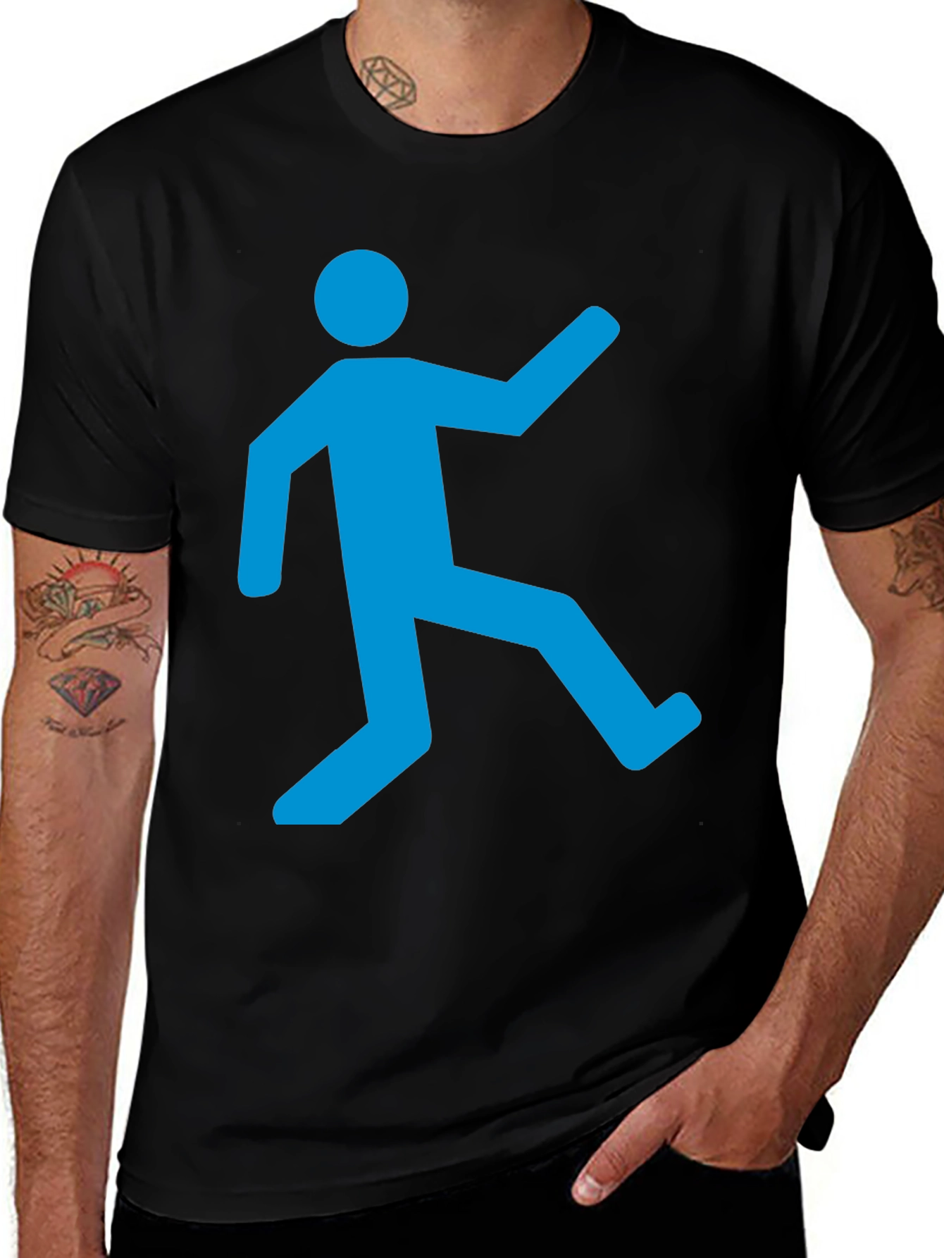 Variant 13 of Funny Stick Figure Silhouette Black T-Shirt