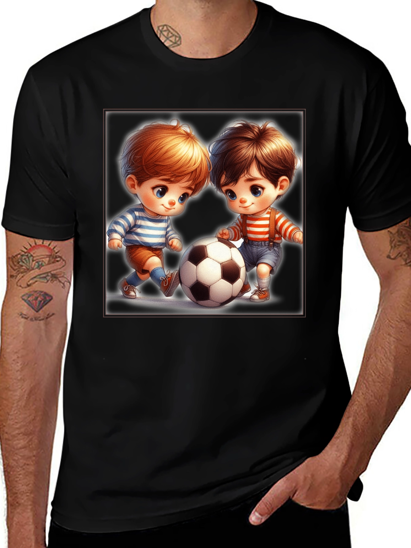 Variant 10 of Cartoon Kids Soccer T-Shirt - Black, Fun Design