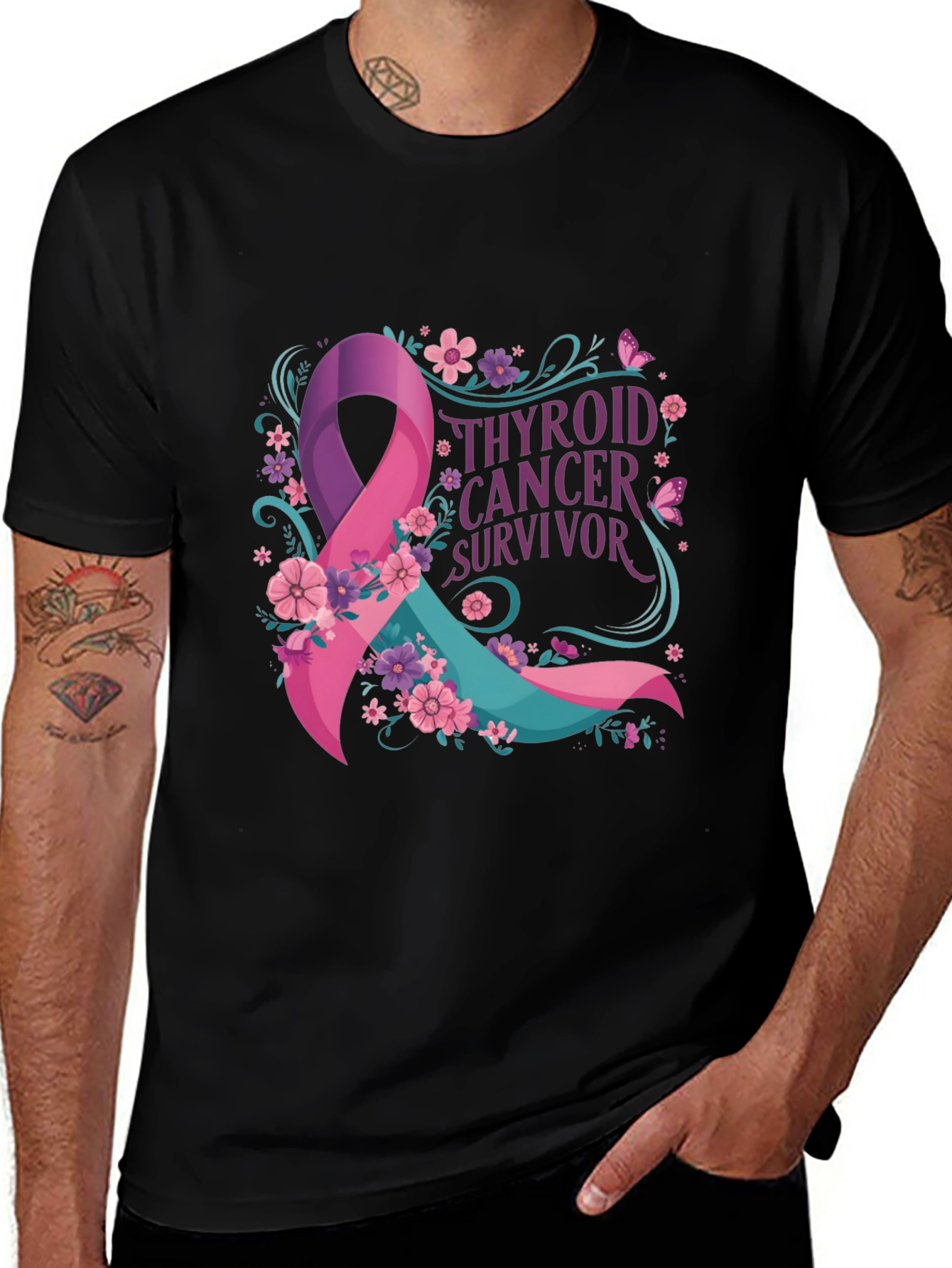 Variant 10 of Thyroid Cancer Survivor Ribbon Graphic Tee