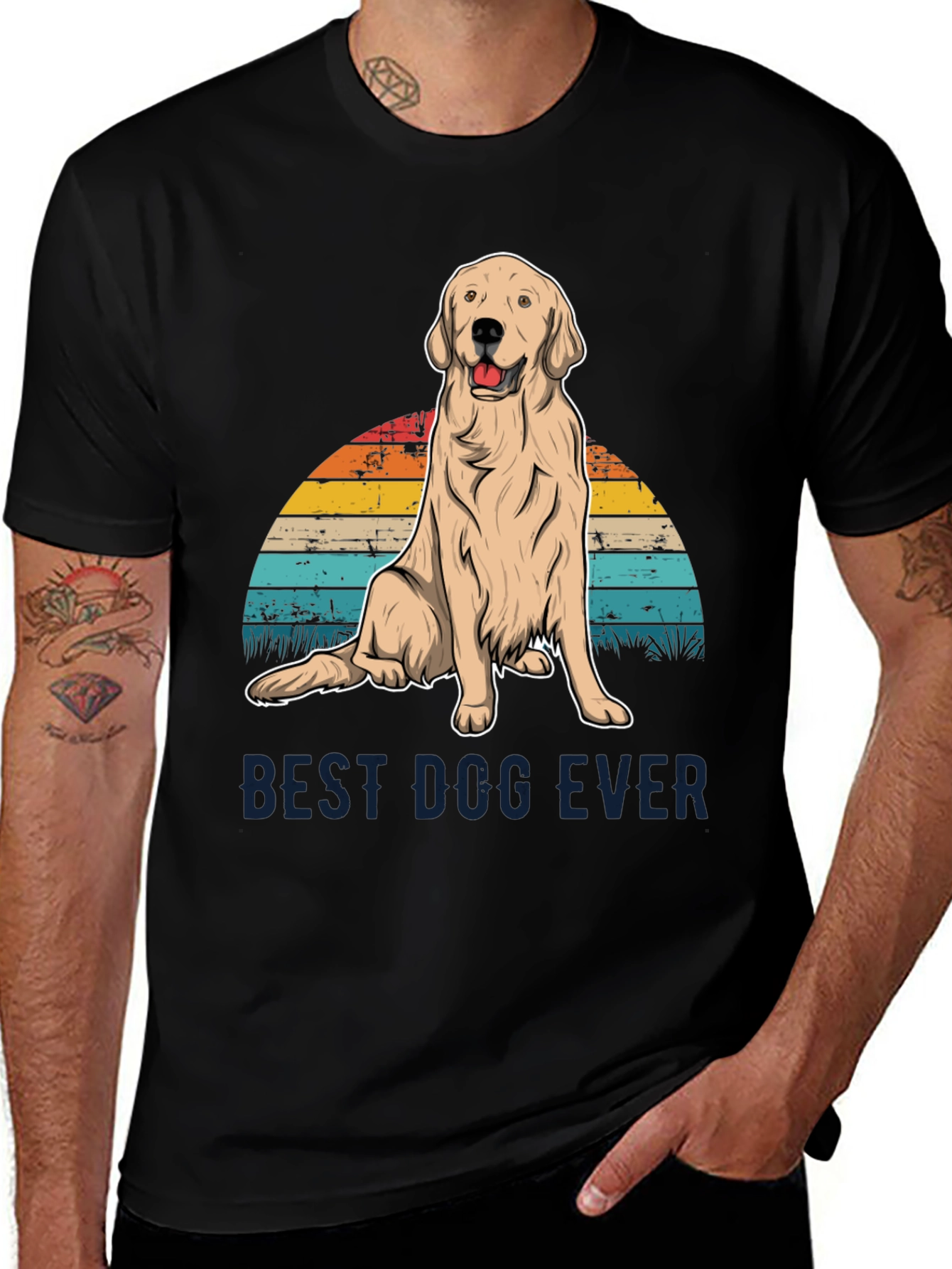 Variant 9 of Best Dog Ever Graphic Tee - Golden Retriever Sunset T-Shirt