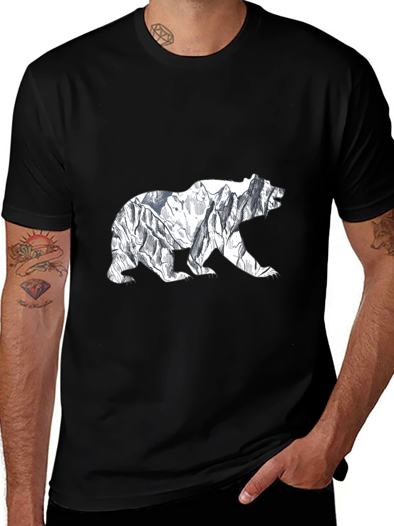 Variant 10 of Mountain Bear Graphic Tee - Black