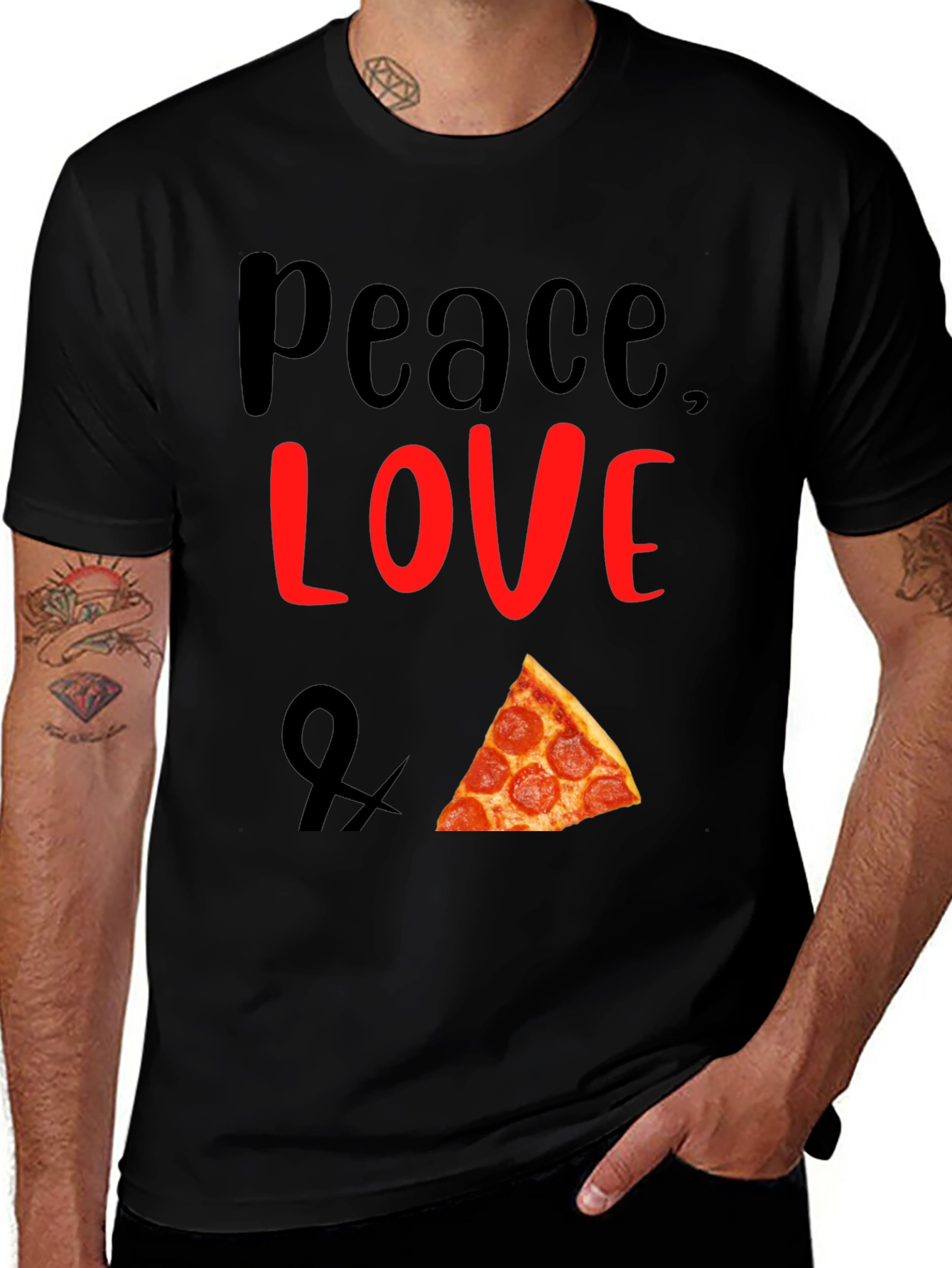 Variant 13 of Peace, Love, & Pizza Graphic Tee