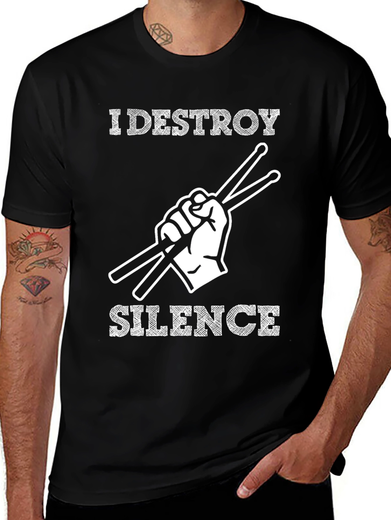 Variant 15 of I Destroy Silence Drummer T-Shirt