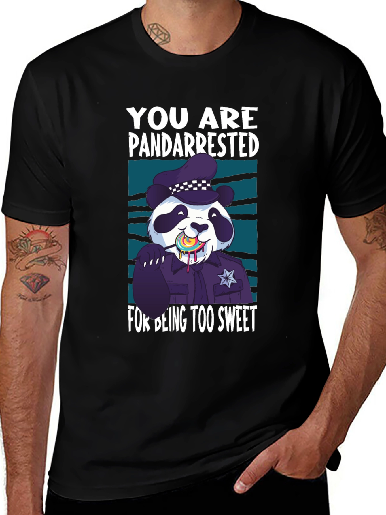 Variant 11 of Pandarrested T-Shirt - Sweet Panda Police Design
