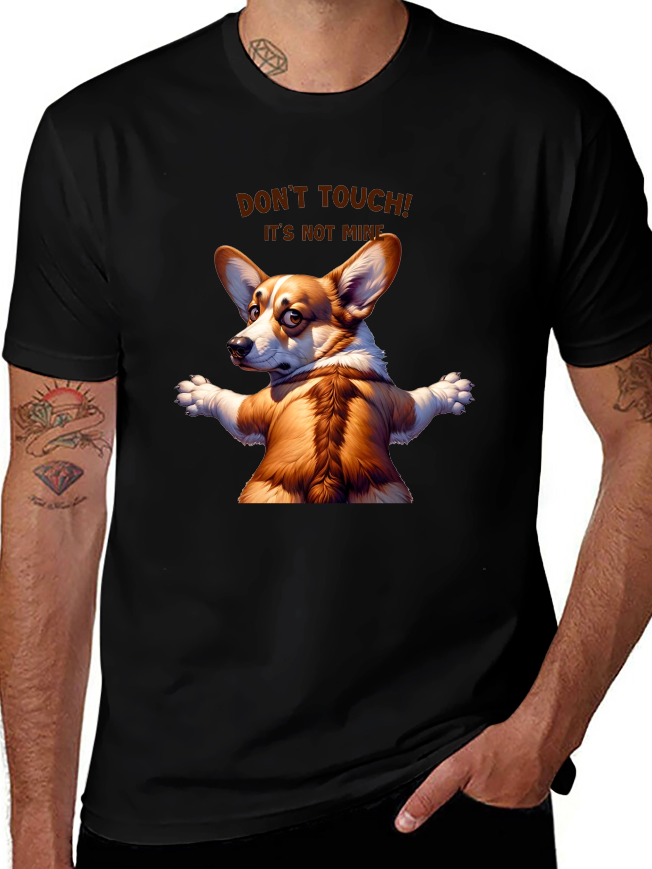 Variant 5 of Funny Corgi Graphic Tee - Don't Touch! It's Not Mine!