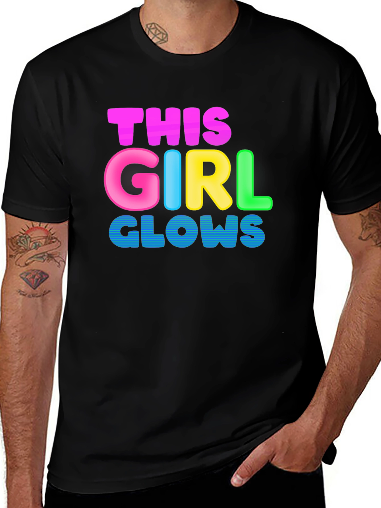 Variant 30 of This Girl Glows Black T-Shirt - Fun, Colorful Design