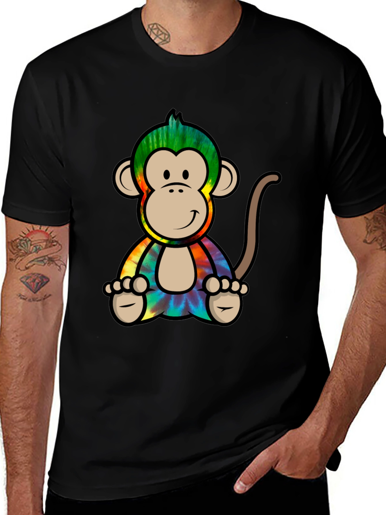Variant 13 of Tie-Dye Monkey Graphic Tee - Cool Casual Style