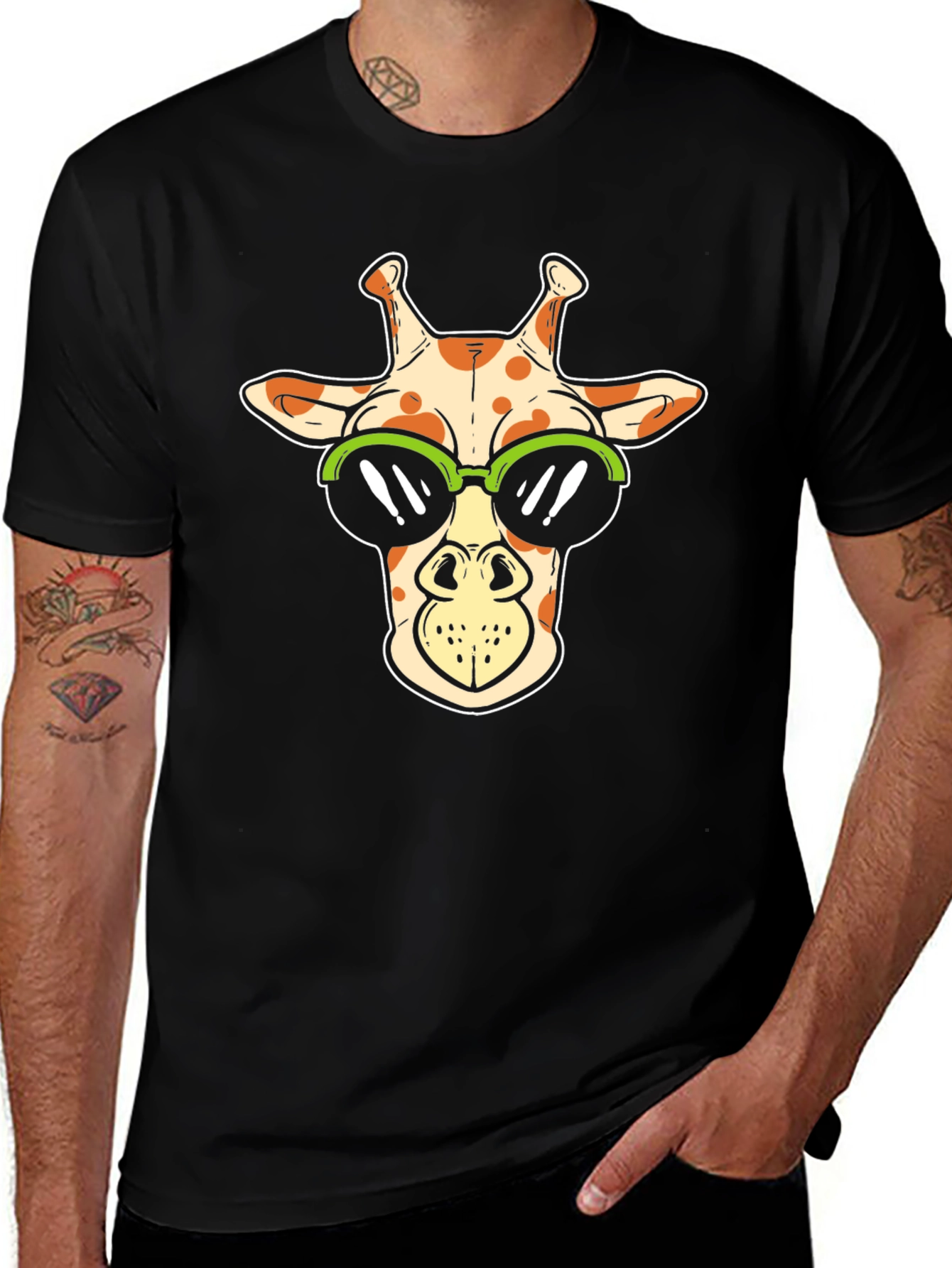 Variant 24 of Cool Giraffe Graphic Tee - Black T-Shirt